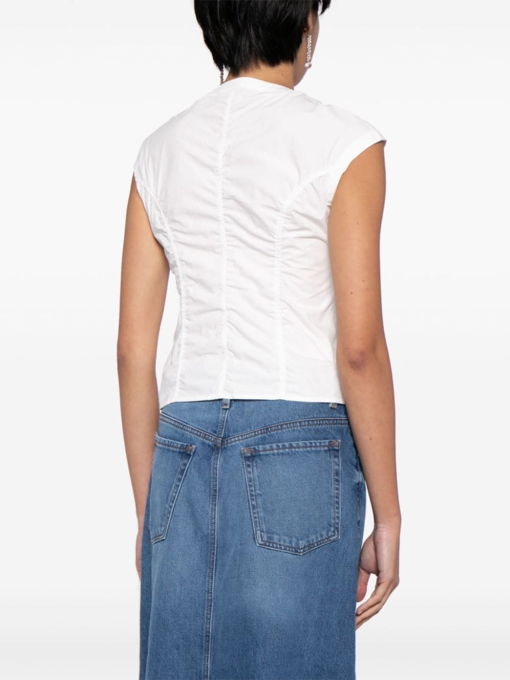 cap-sleeved cotton shirt - 4