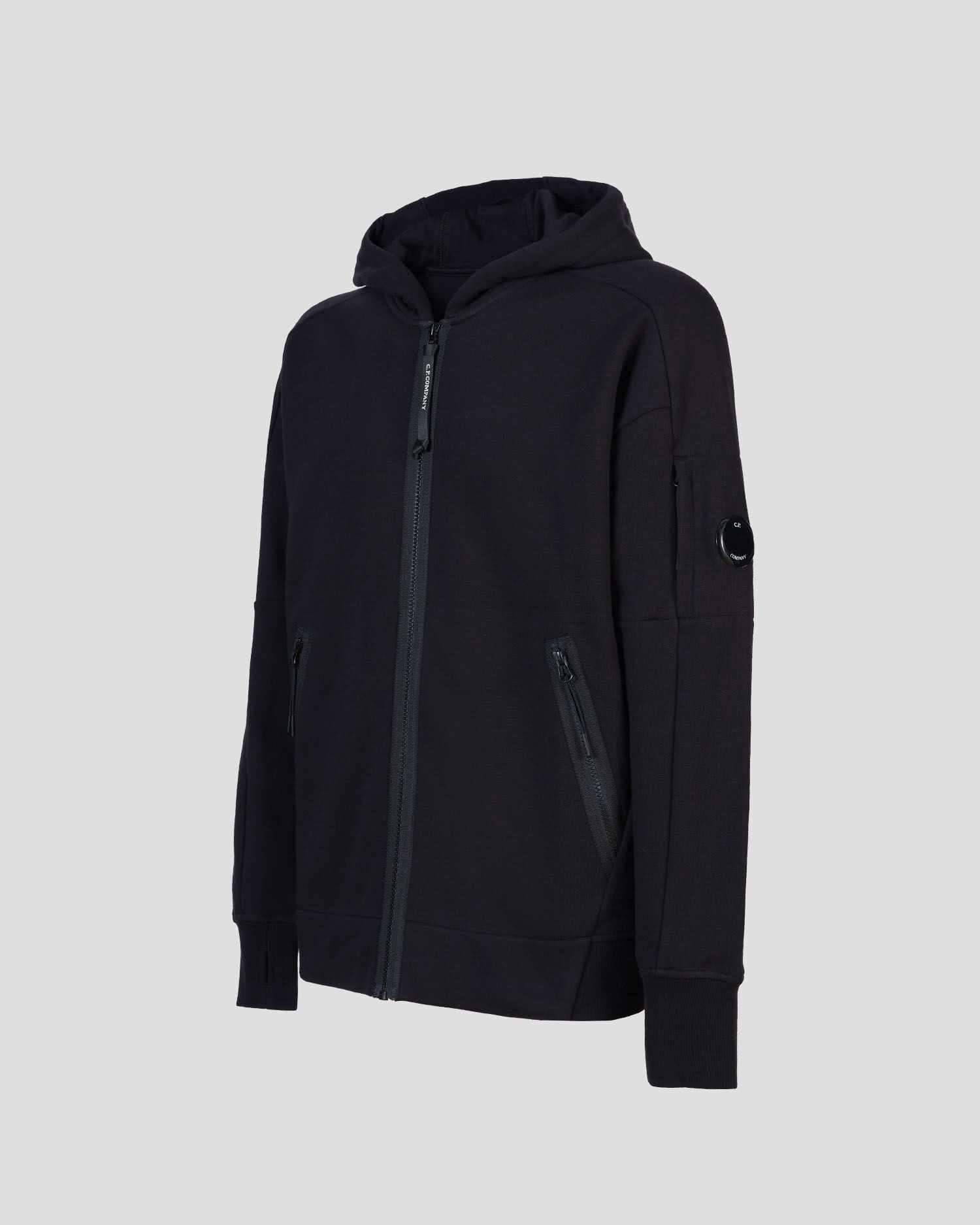 Diagonal Raised Fleece Zipped Lens Hoodie - 7