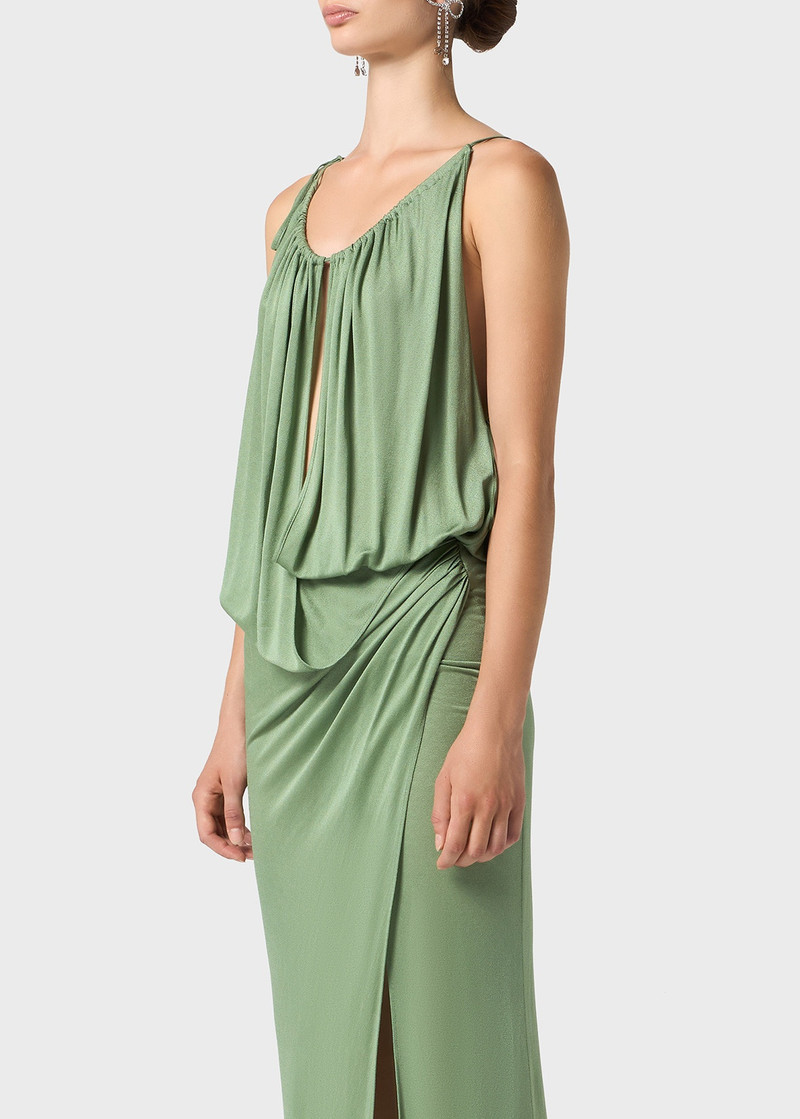 JERSEY LONG DRESS WITH DRAPES 5