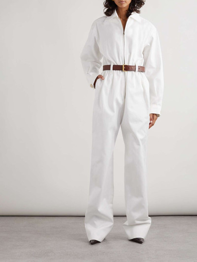 SAINT LAURENT Belted cotton-twill jumpsuit outlook