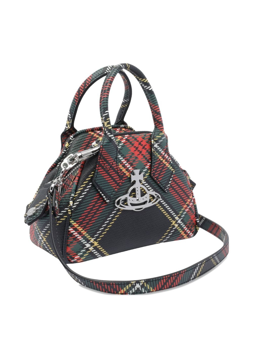 orb-embellished plaid tote bag - 3