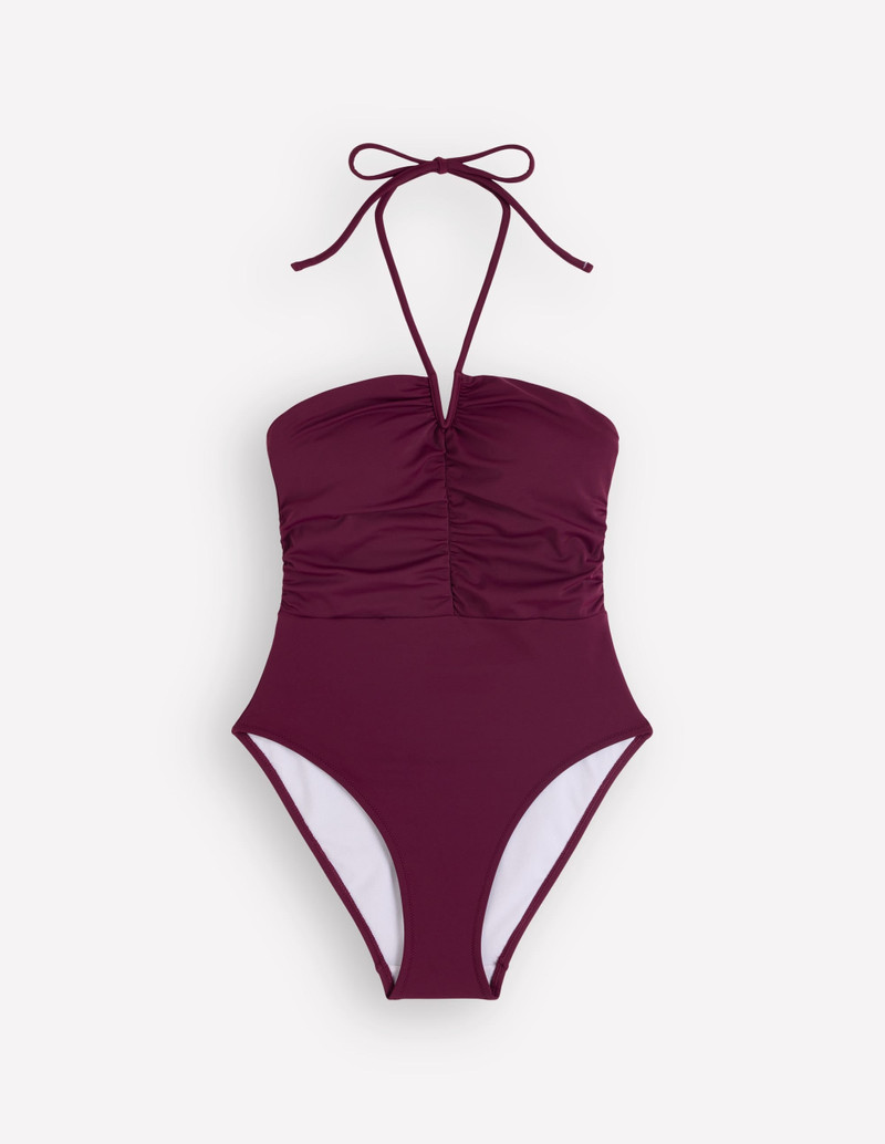 Gather String Swimsuit-Chocberry - 1