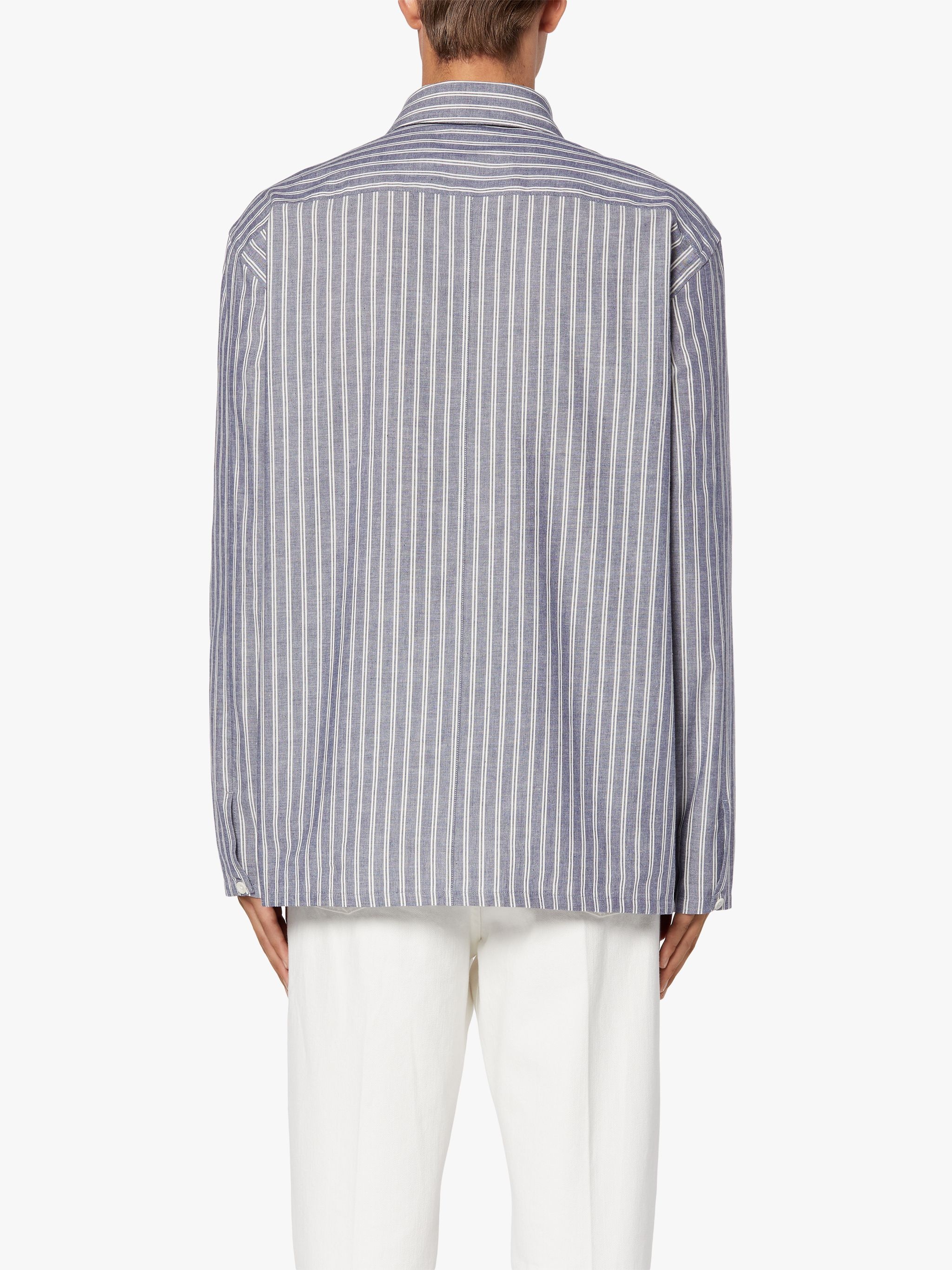 MILITARY BLUE STRIPED COTTON SHIRT | GSM-201 - 4