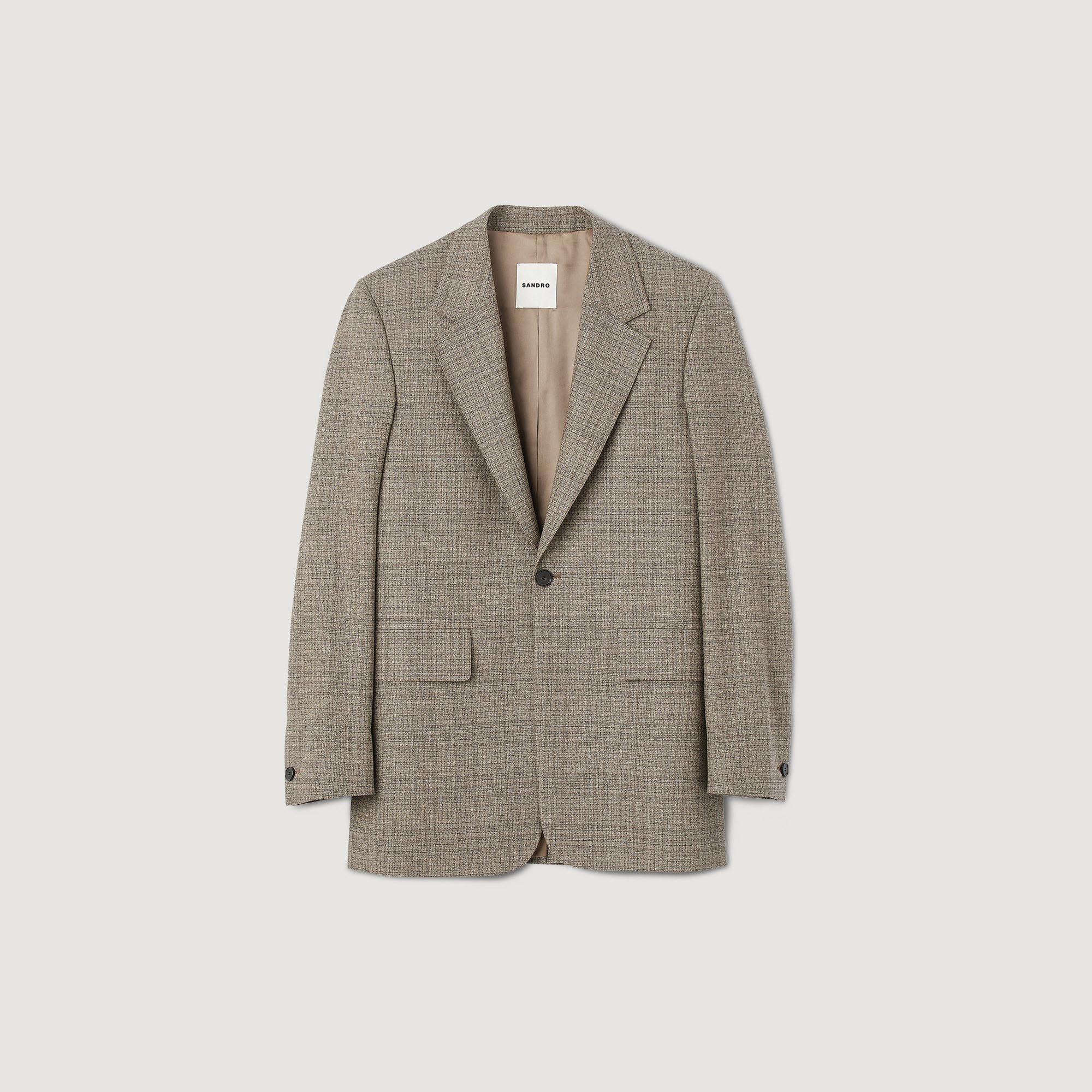 WOOL CHECKED SUIT JACKET - 1