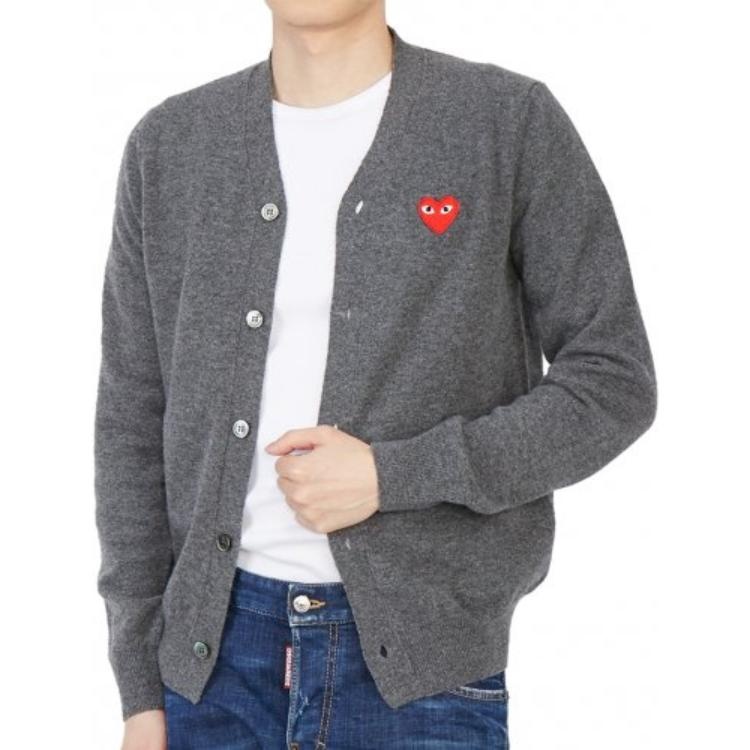 COMME des GARCONS PLAY Cardigan Red Emblem 'Grey' AZ-N008-051-3 - 5