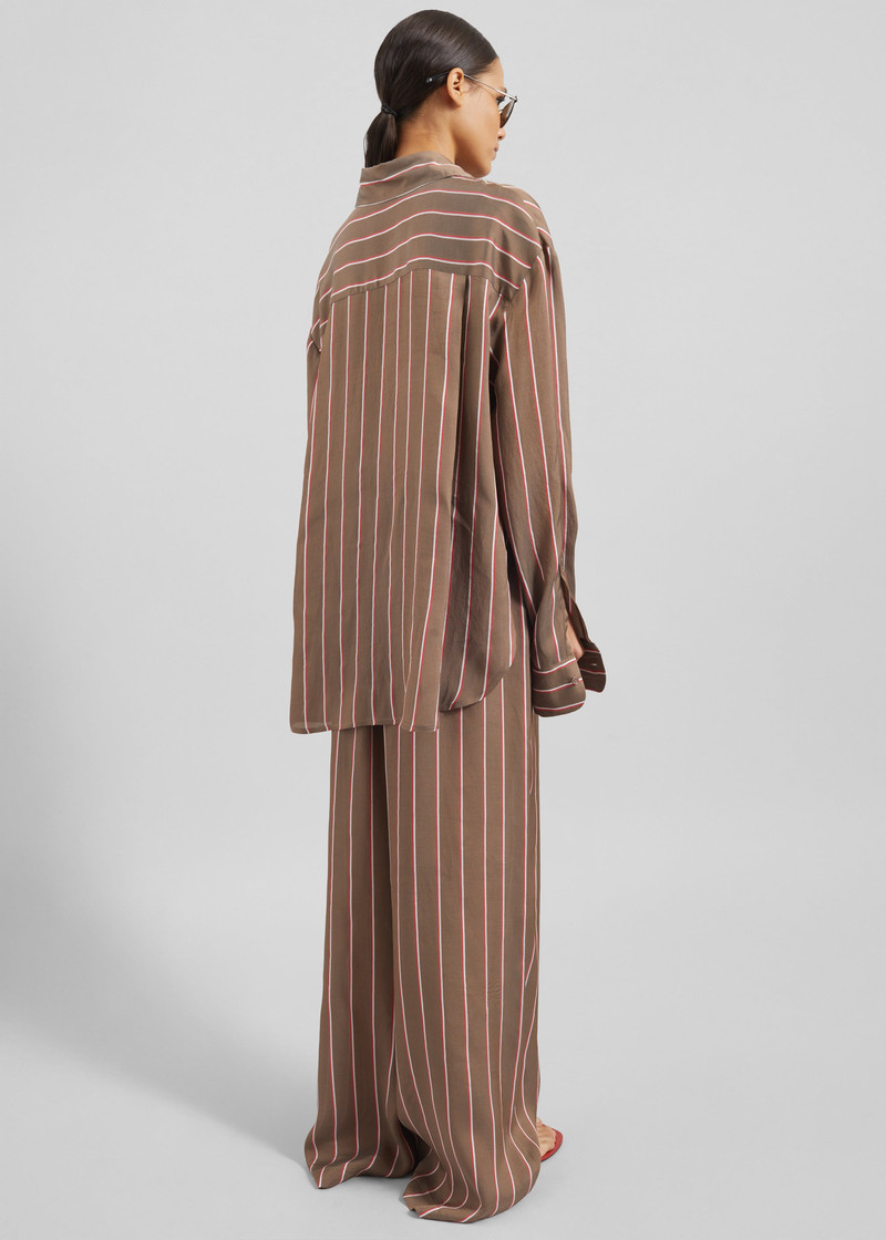 Peri Fluid Shirt - Brown Multi Stripe 9