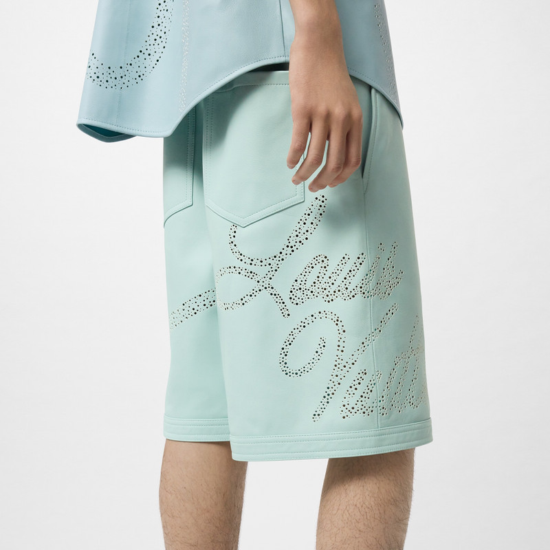 Perforated Leather Shorts 4