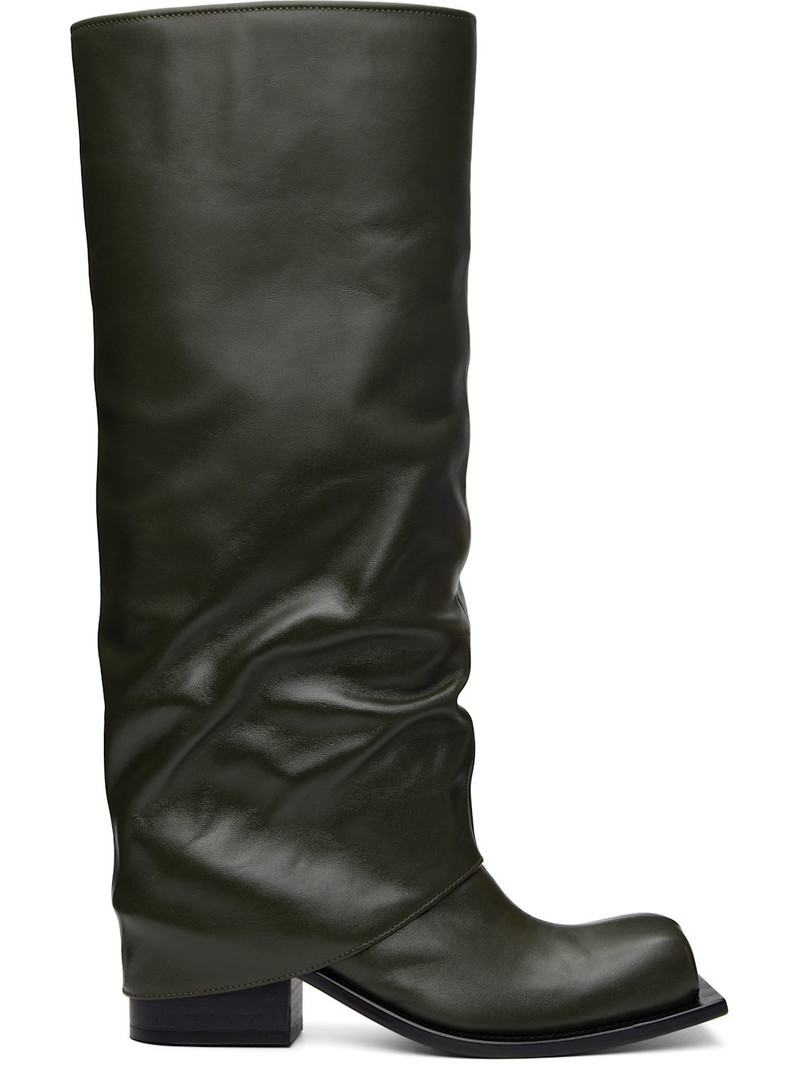 Khaki Havva Chunky Heel Tall Boots 1