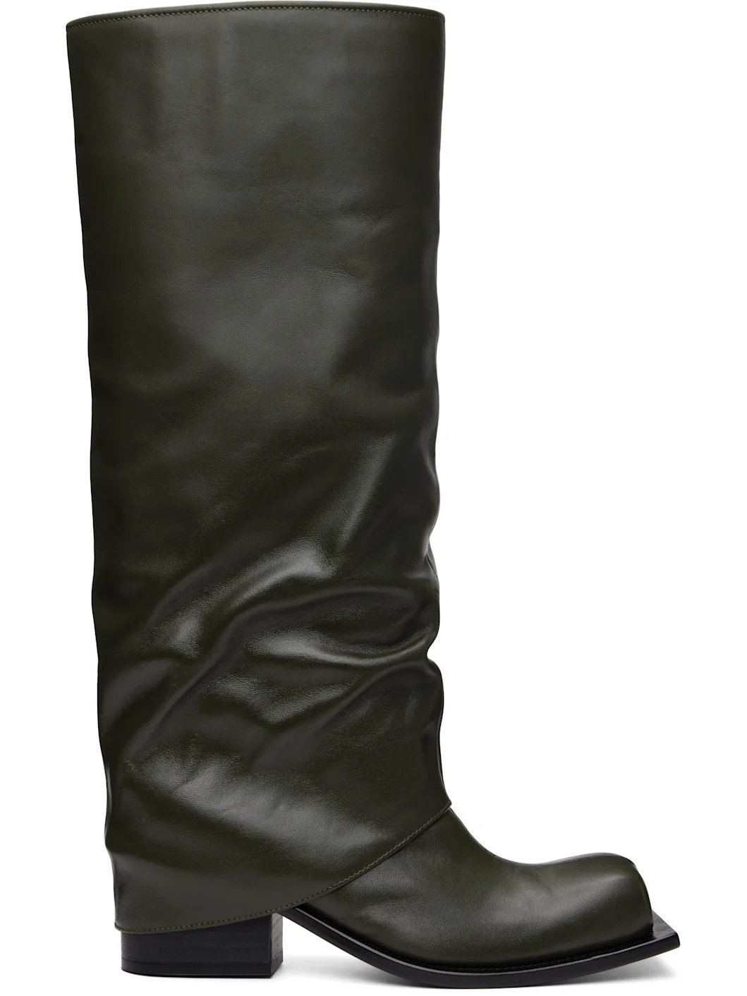Khaki Havva Chunky Heel Tall Boots - 1