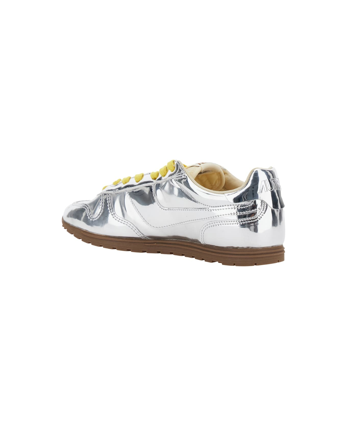 'windspin Low' Silver Colored Sneaker With Logo On The Side In Shiny Fabric Woman - 3