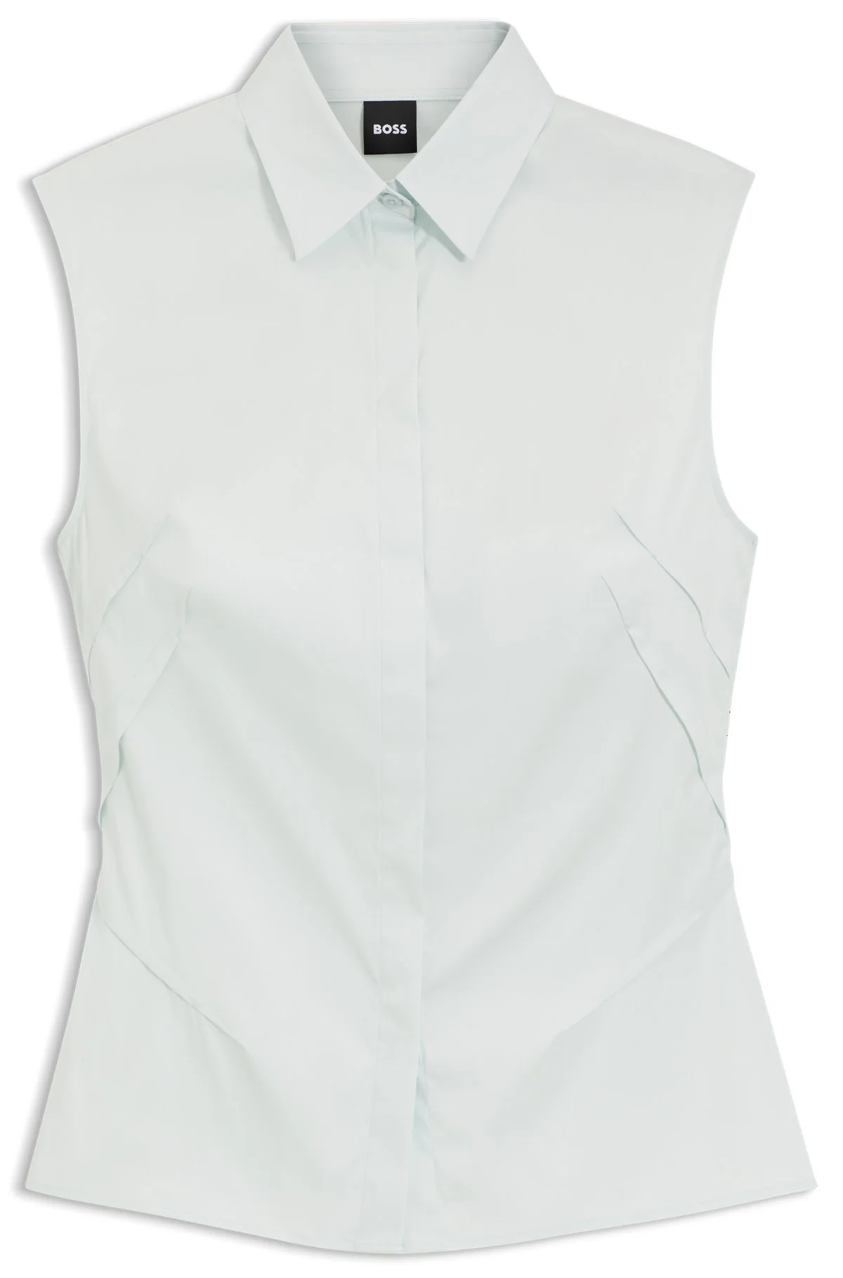 SLEEVELESS SLIM-FIT BLOUSE IN A COTTON BLEND - 1
