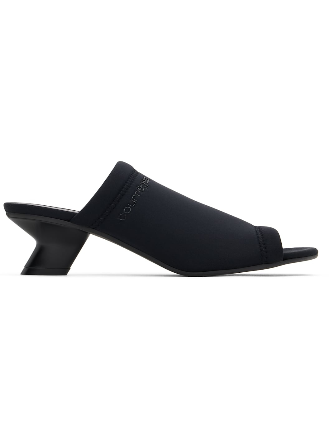 Black Wet Scuba Heeled Mules - 1