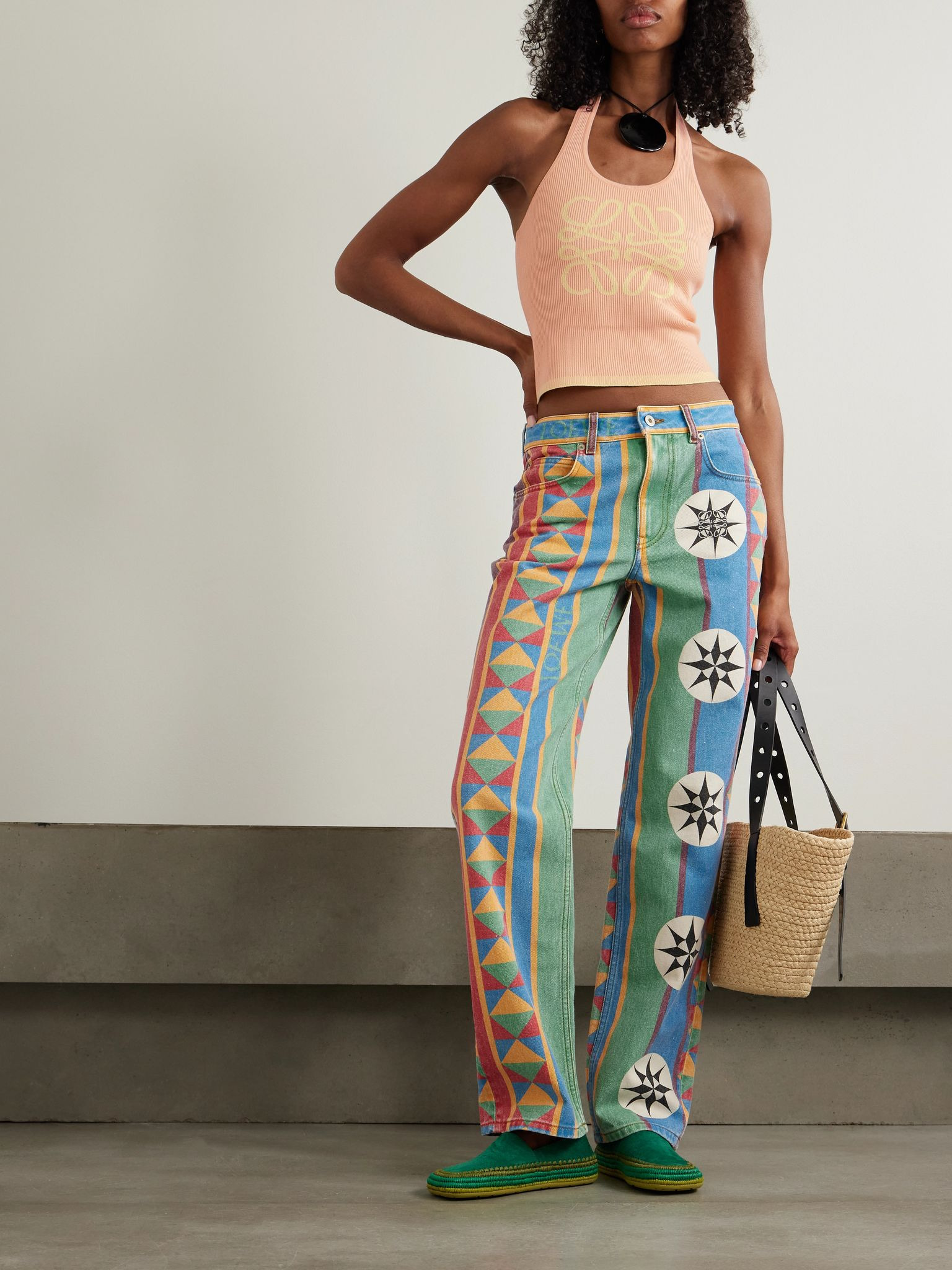 + Paula's Ibiza printed mid-rise straight-leg jeans Green - 2
