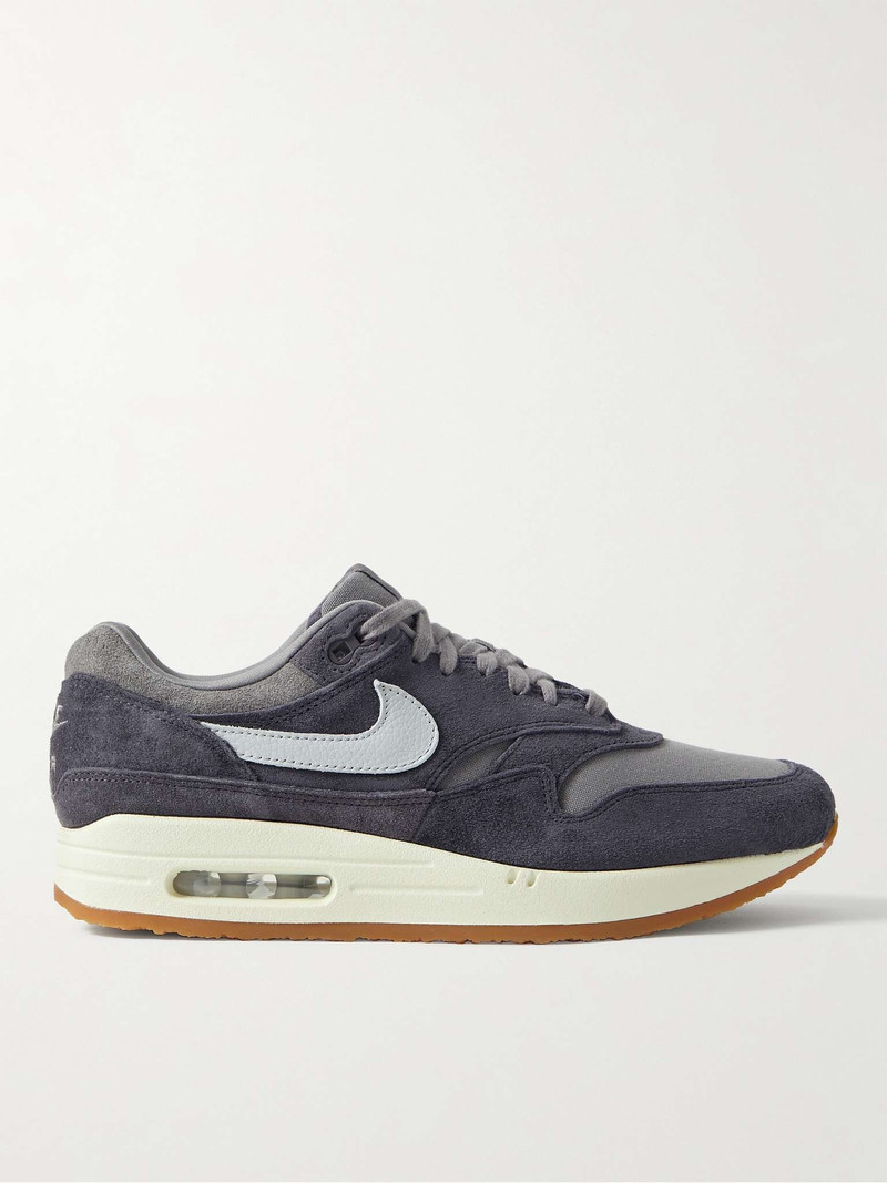 Air Max 1 Leather-Trimmed Suede and Canvas Sneakers - 1
