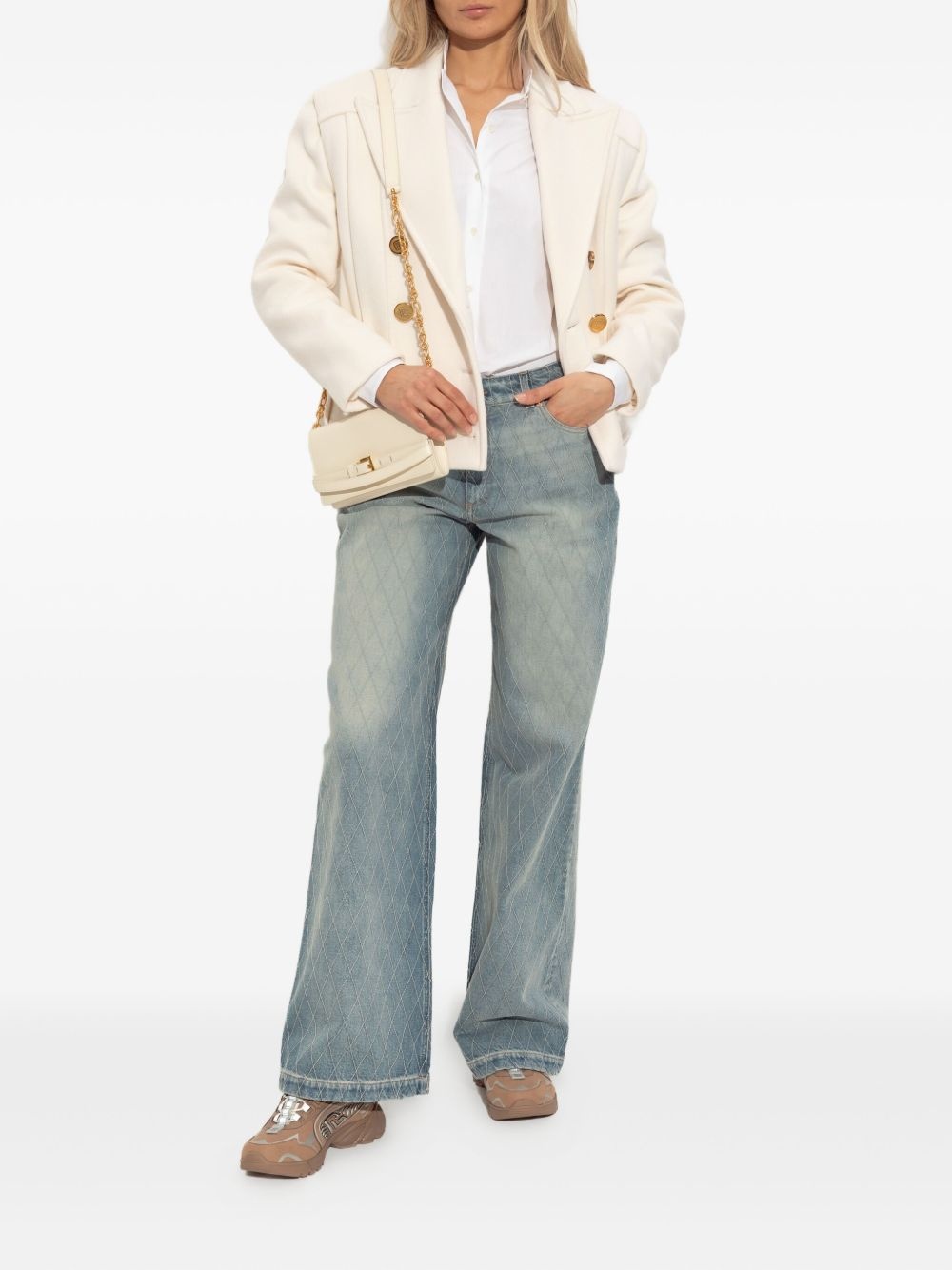 balloon-sleeve band-collar shirt - 2