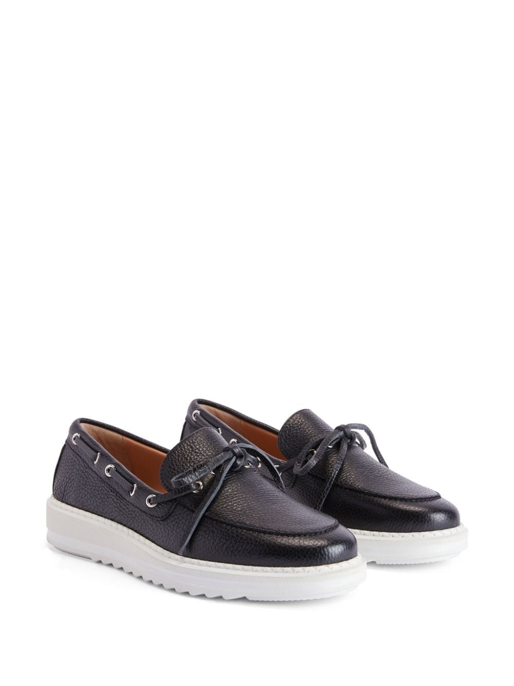 Alfred grained-leather boat shoes - 2