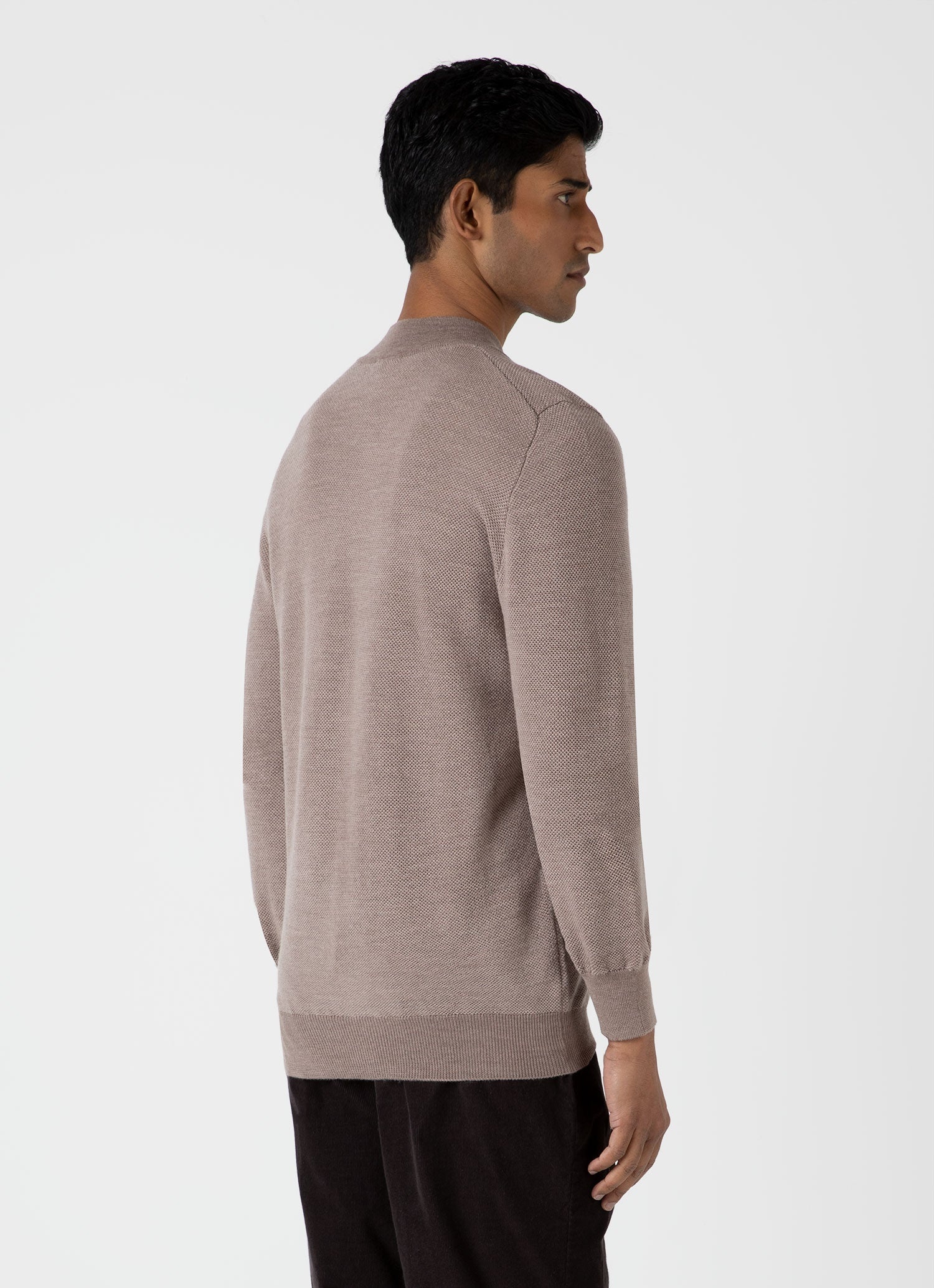 Merino Honeycomb Zip Neck Jumper - 5