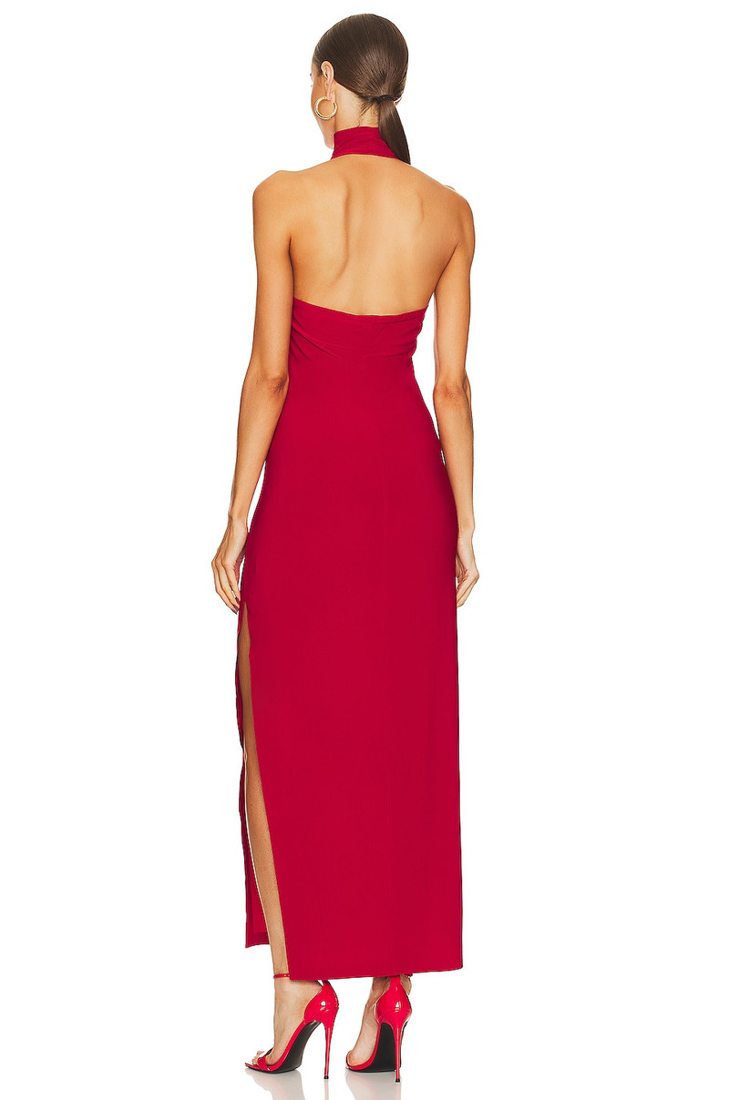 NORMA KAMALI Halter Turtleneck Side Slit Gown outlook