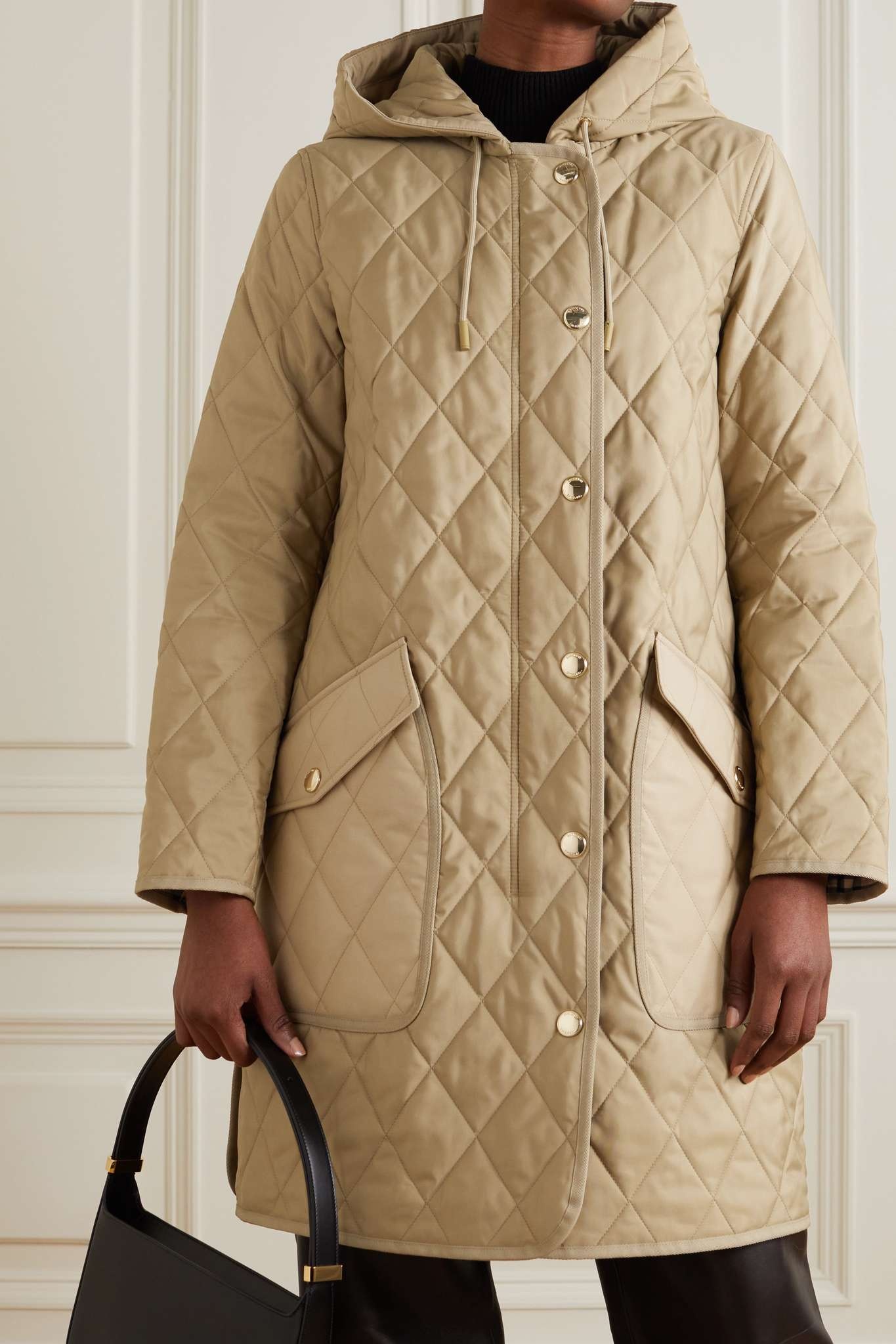 Quilted shell and gabardine hooded coat - 3