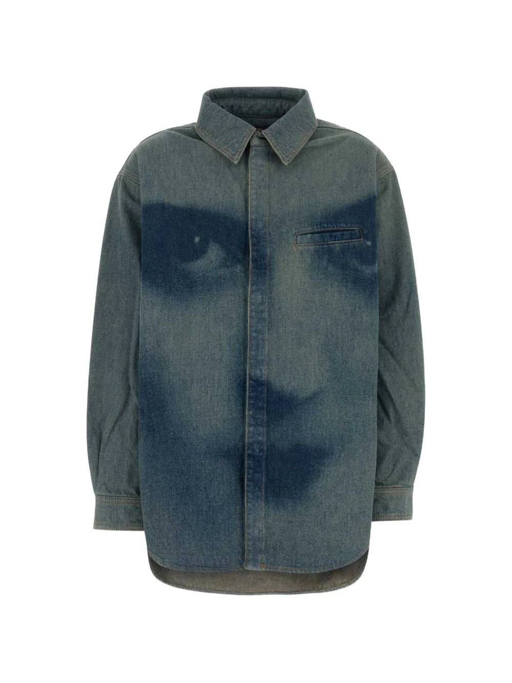 graphic-print denim shirt - 1