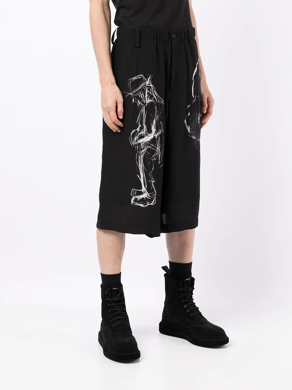 abstract-print silk shorts - 3