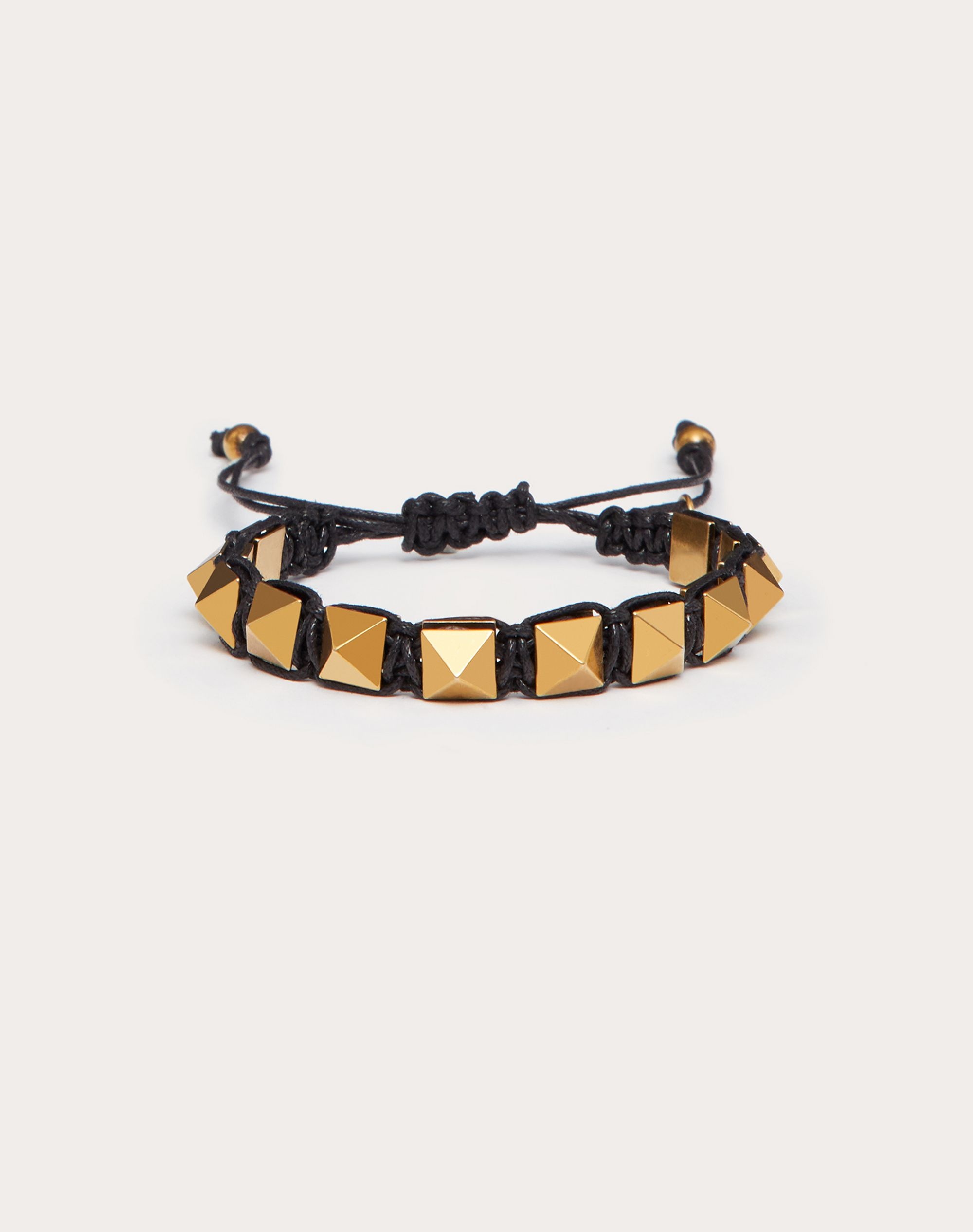 Rockstud Bracelet in Waxed Cotton and Metal - 1