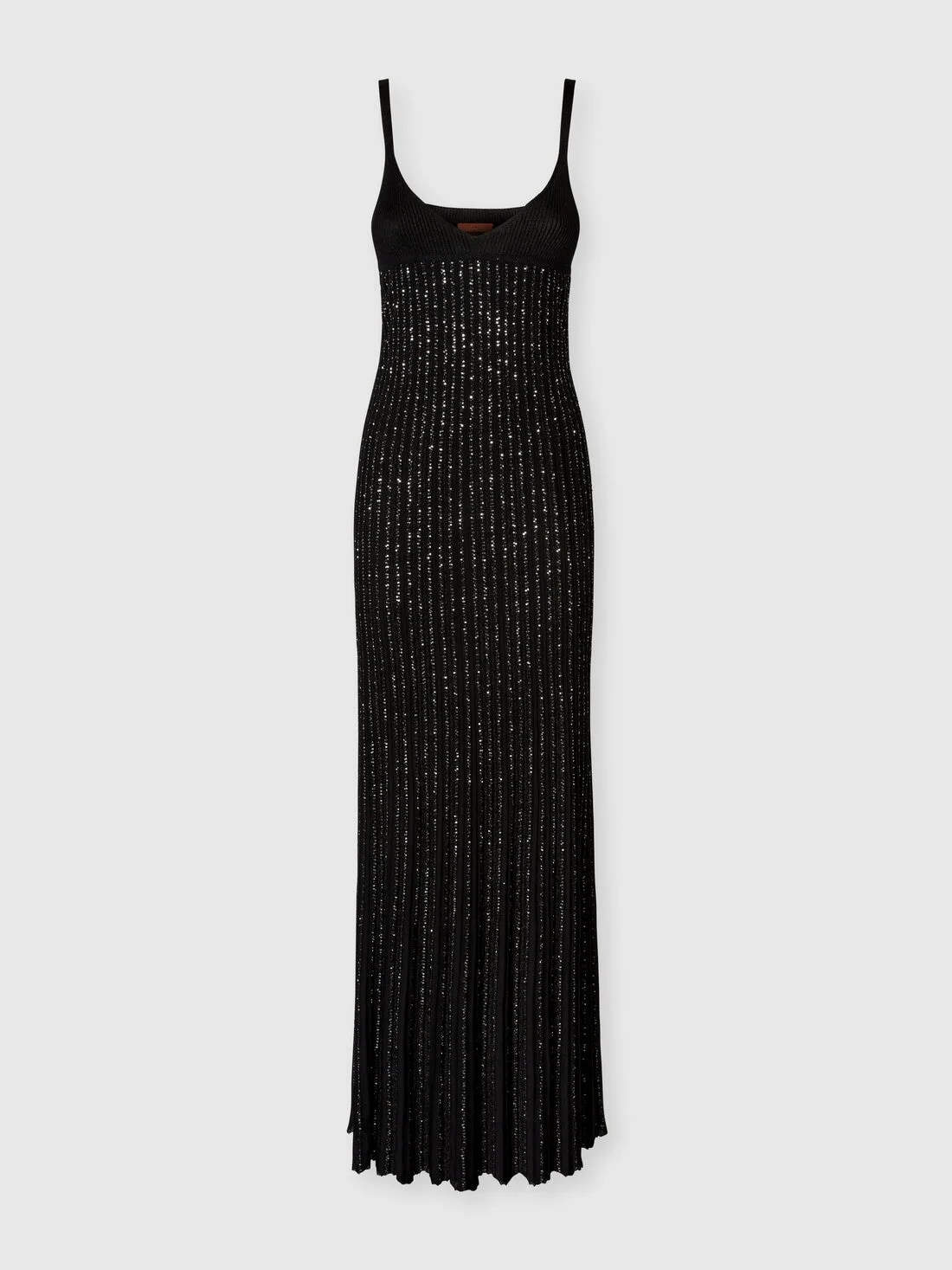Sleeveless Mixed Viscose Lamé Gown with Sequins - 1