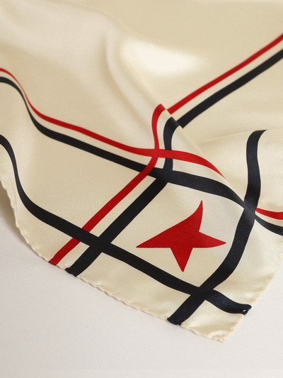 Golden Goose White scarf with contrasting color stars and stripes outlook