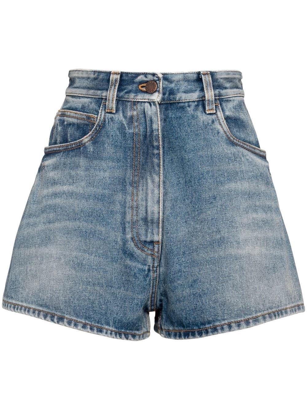 logo-plaque denim shorts - 1