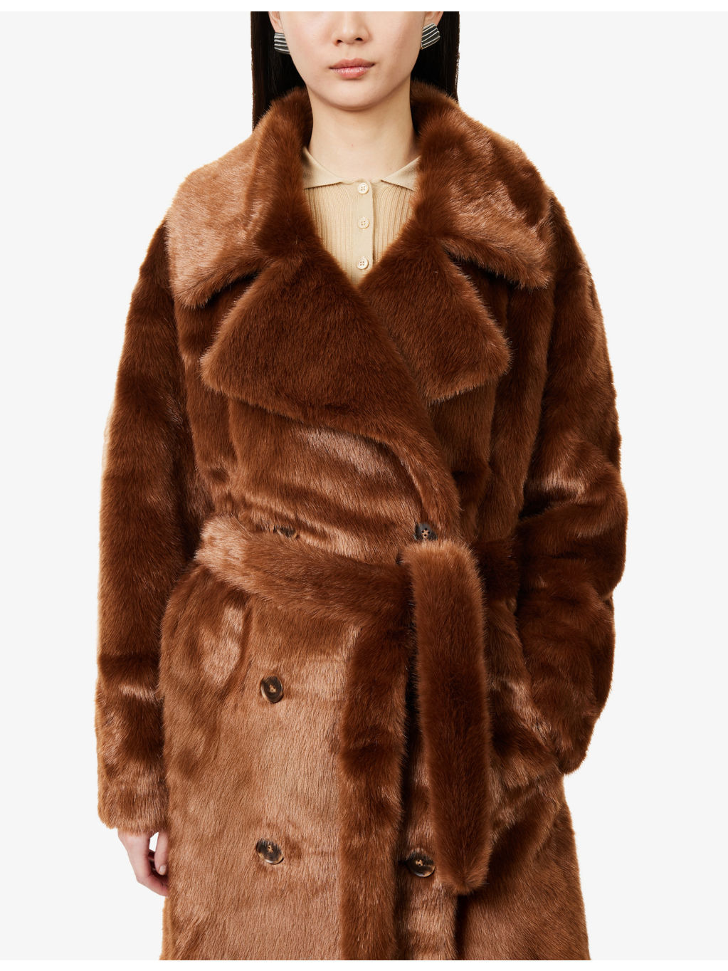 Joni Notched-Lapel Faux-Fur Coat - 5