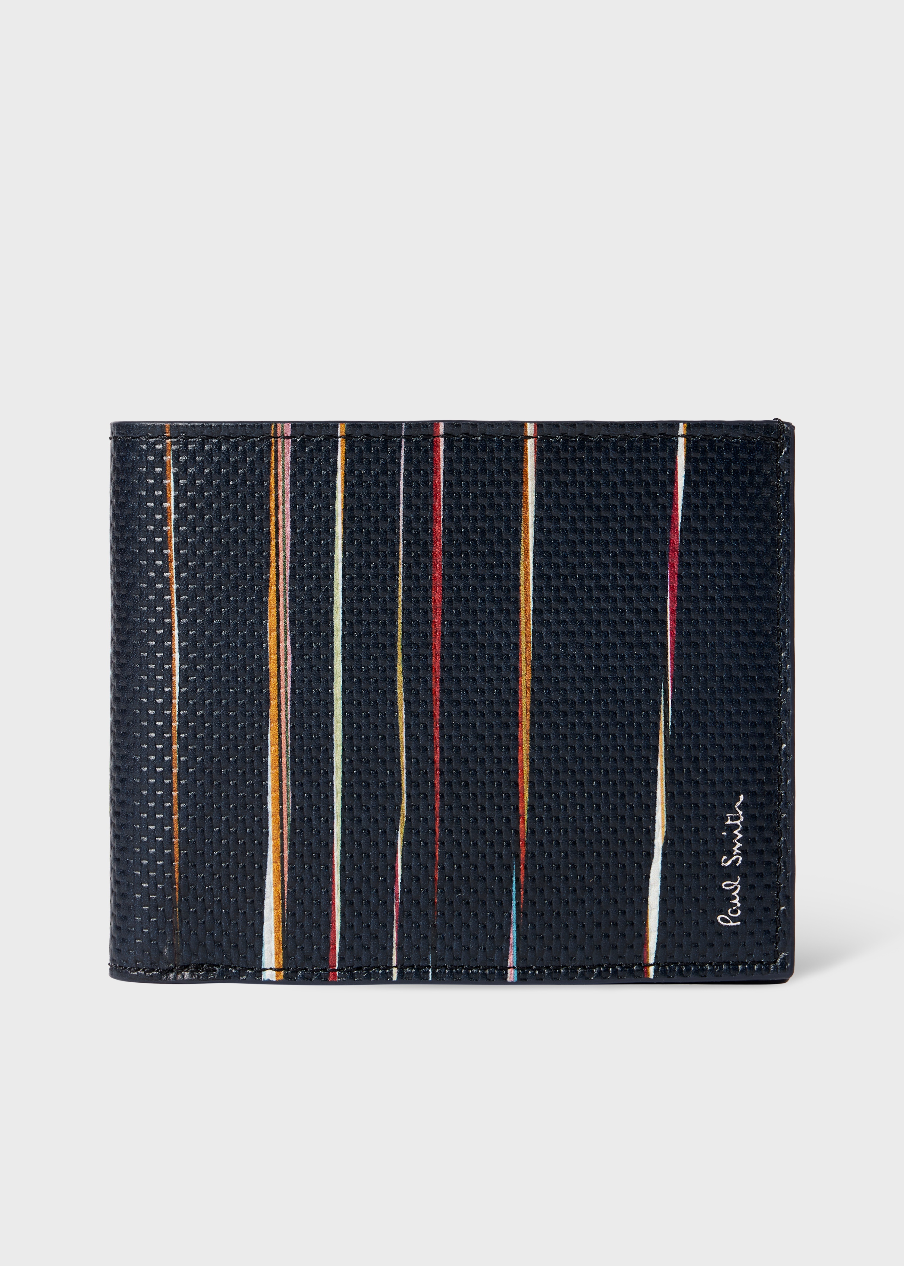 Navy Woven Leather 'Signature Stripe' Pinstripe Billfold Wallet - 1