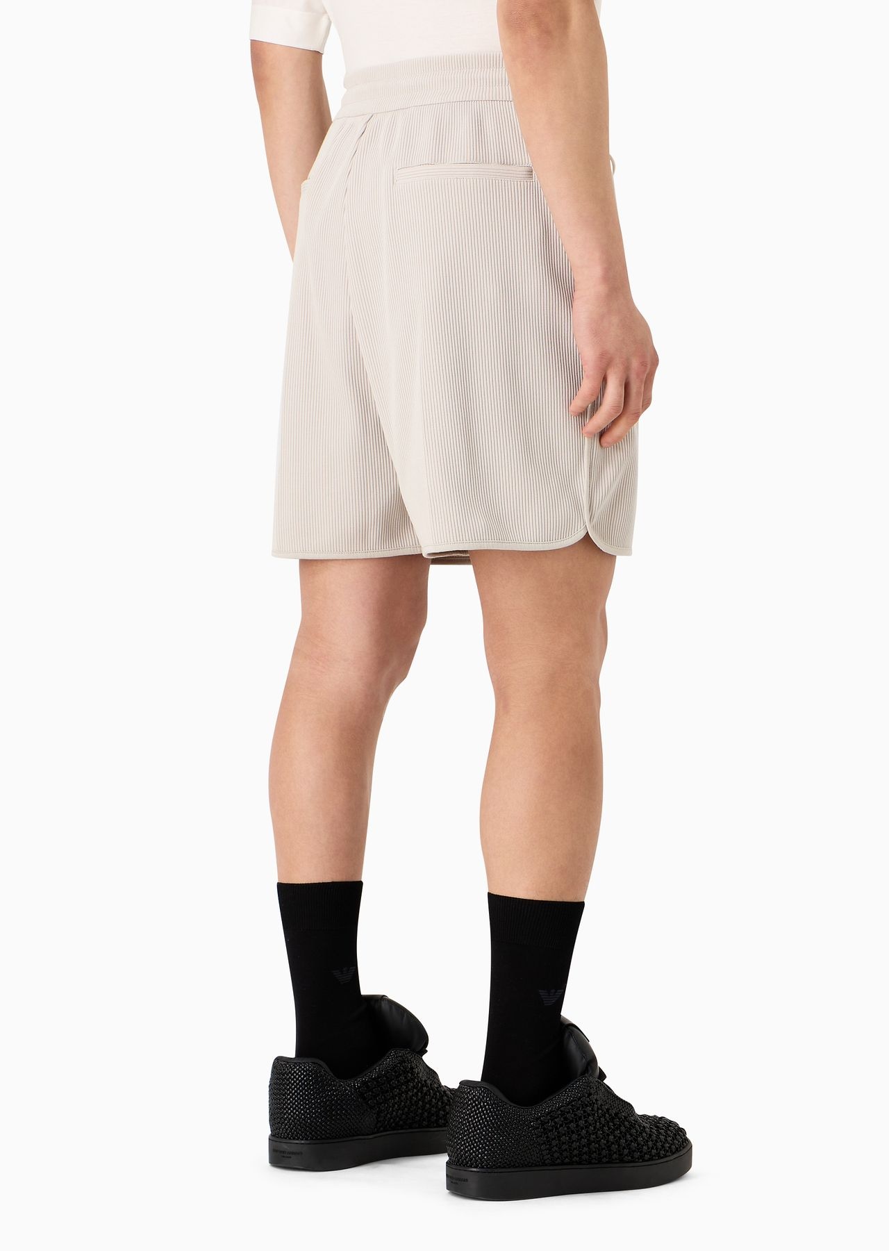 Comfort-fit drawstring Bermuda shorts in canneté jersey - 3