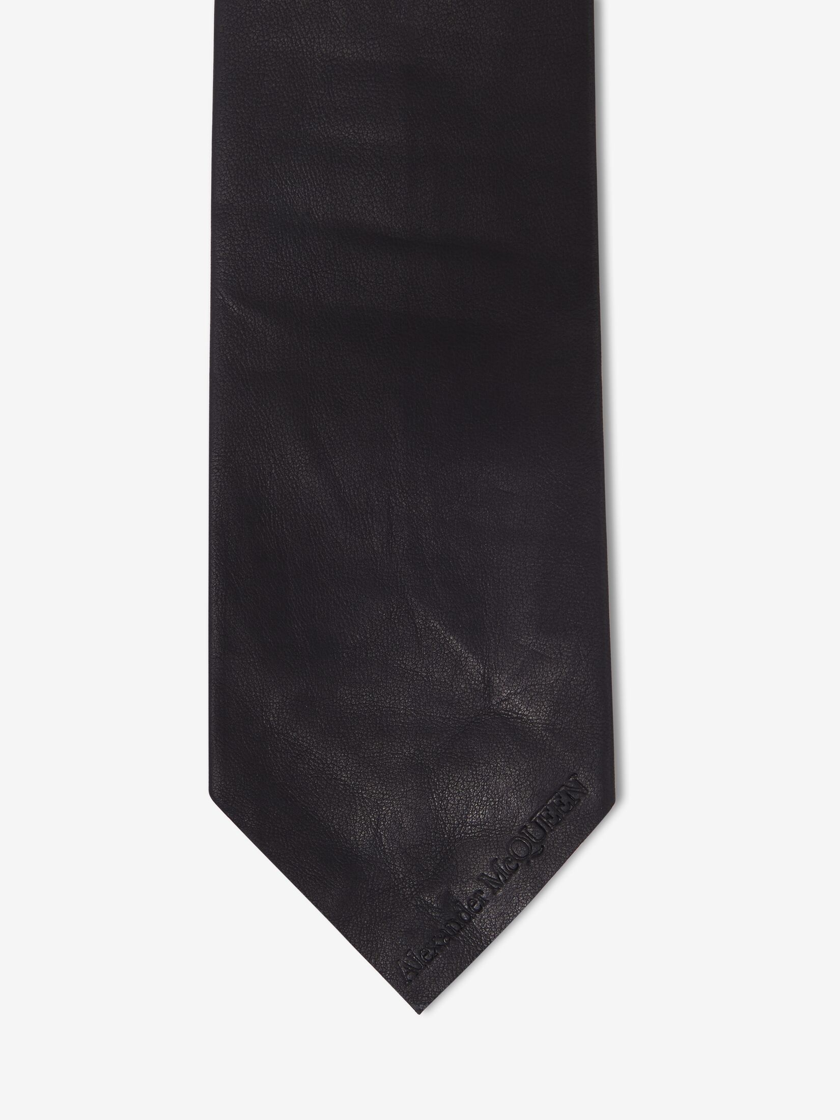 Women's Leather Tie in Black - 4