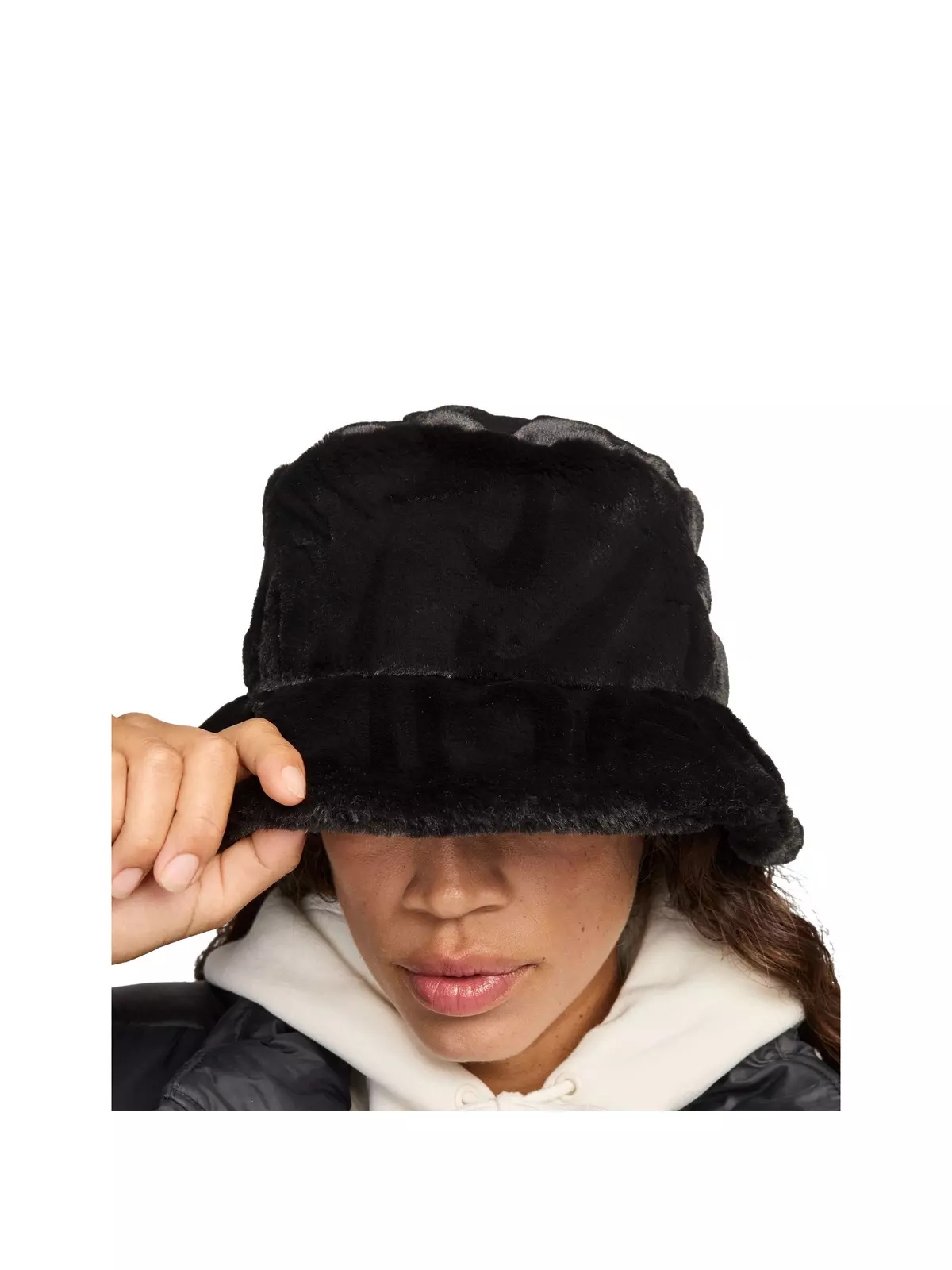 Faux Fur Bucket Hat-Black - 2