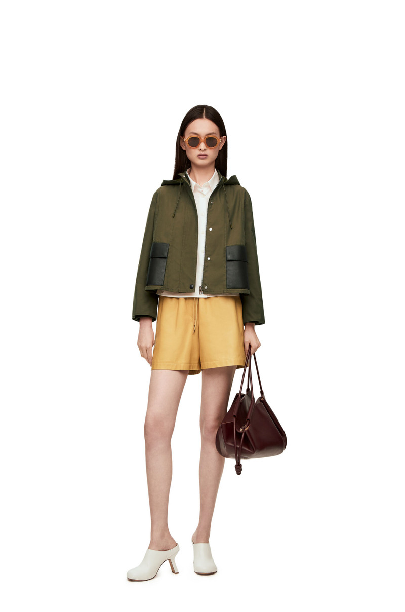 Loewe Short hooded parka in technical cotton gabardine outlook