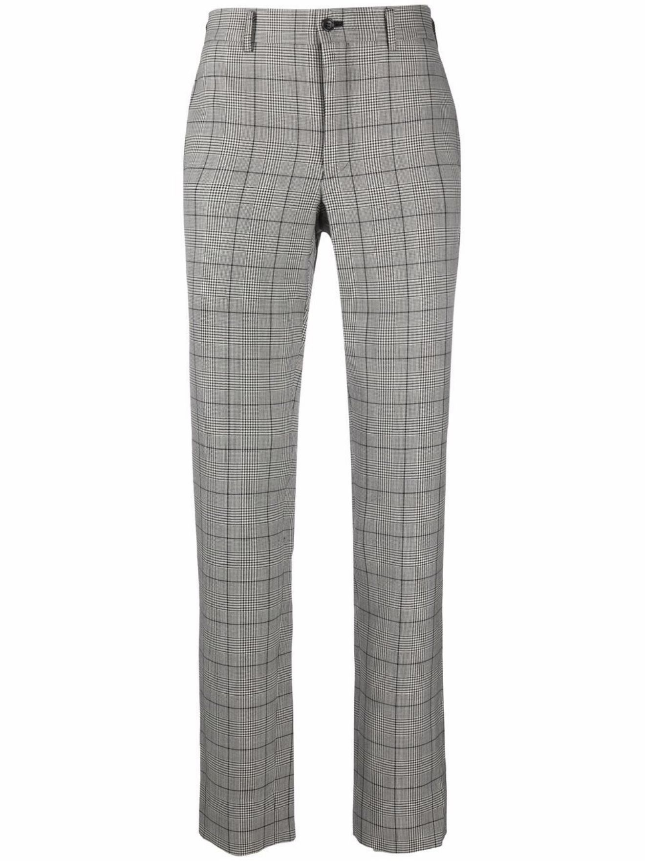 plaid-check print trousers - 1