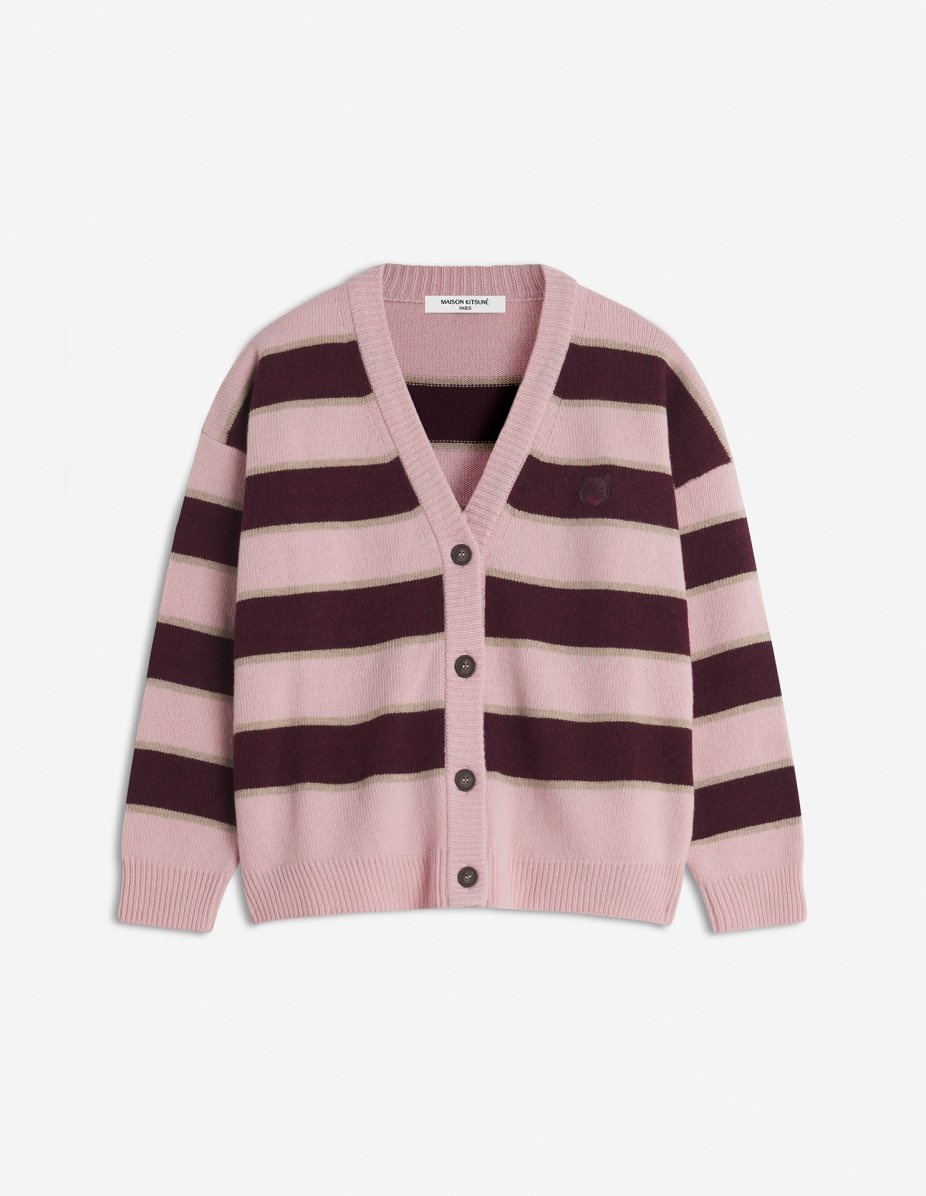BOLD FOX HEAD PATCH STRIPED CARDIGAN - 1