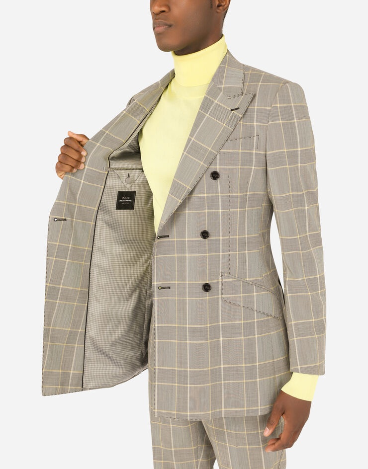 Double-breasted glen plaid wool Beat-fit suit - 8