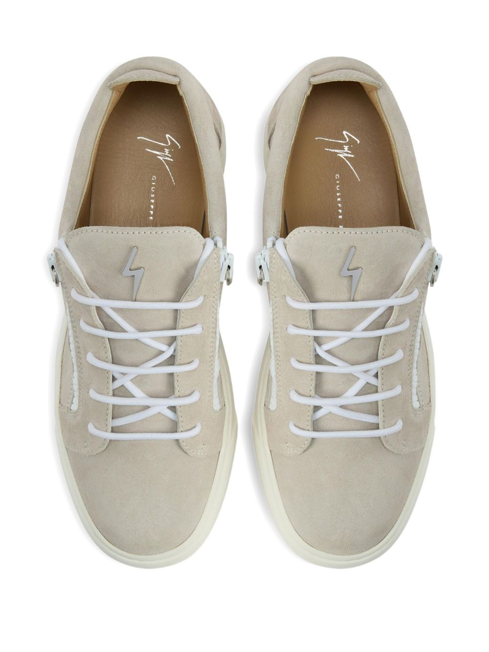 zip-detail suede low-top sneakers - 4