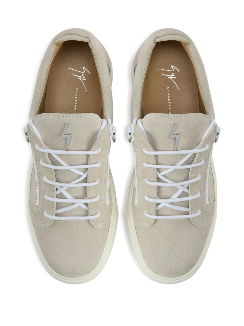 zip-detail suede low-top sneakers 4