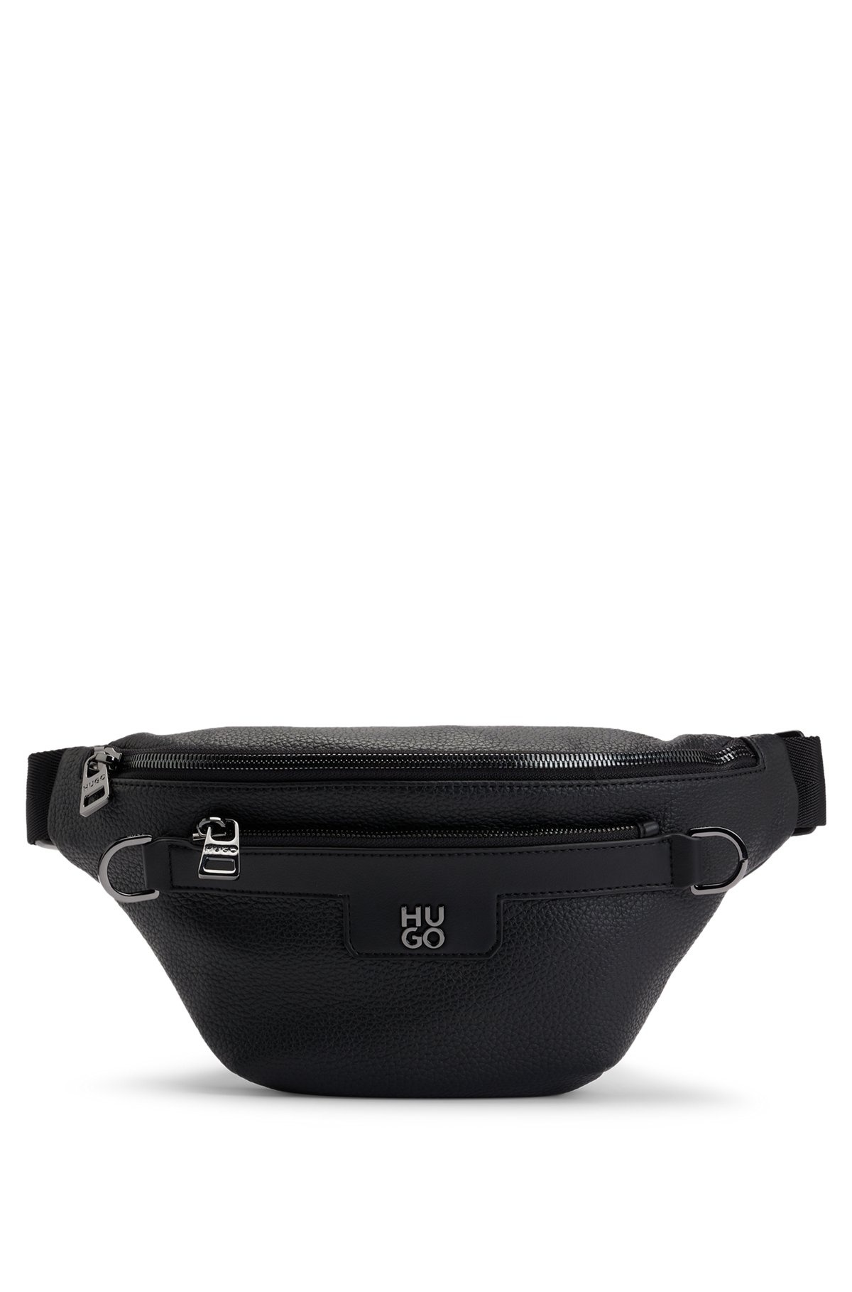 BELT BAG IN FAUX LEATHER WITH METALLIC STACKED LOGO - 2