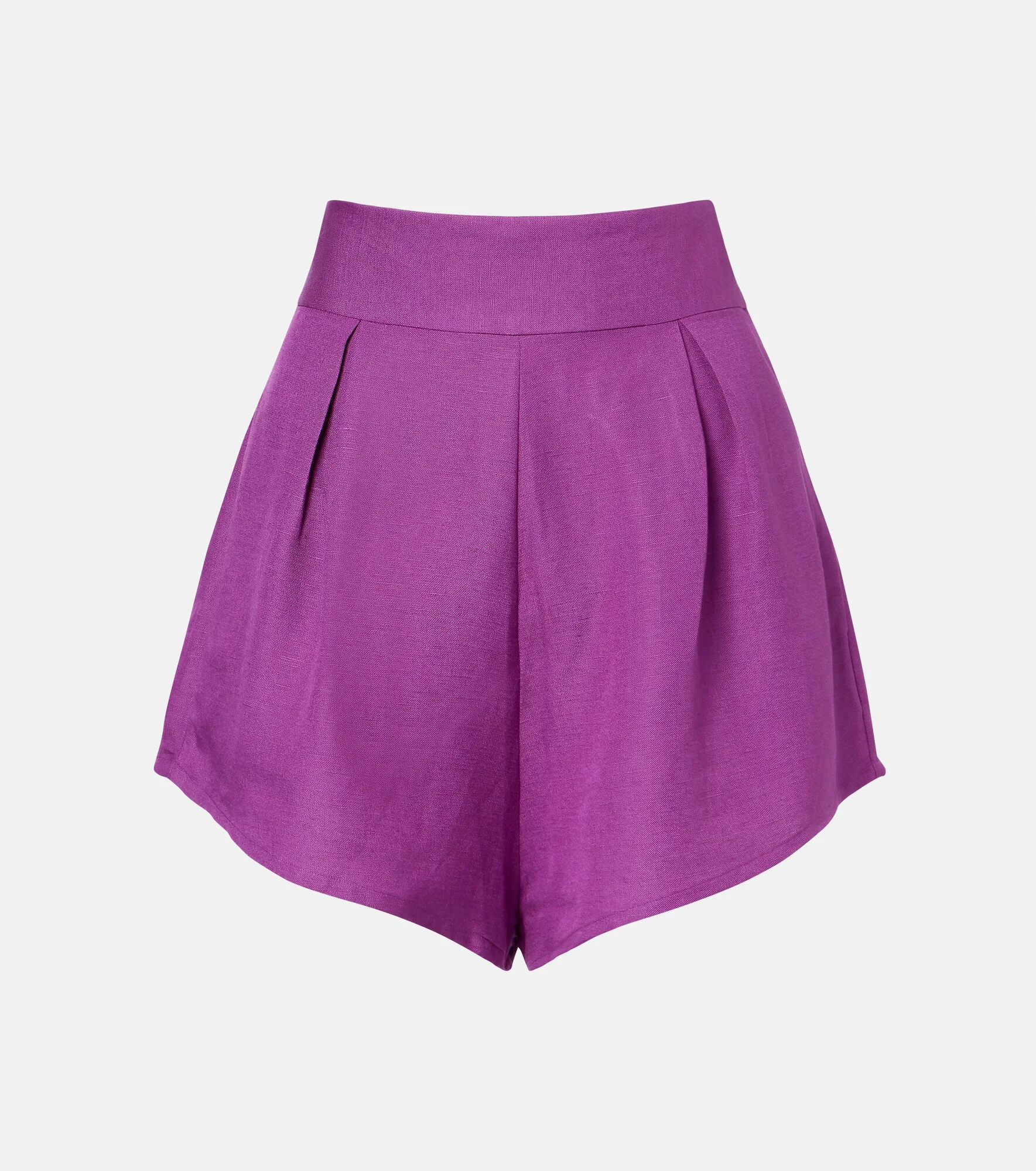 Pleated linen-blend shorts - 1