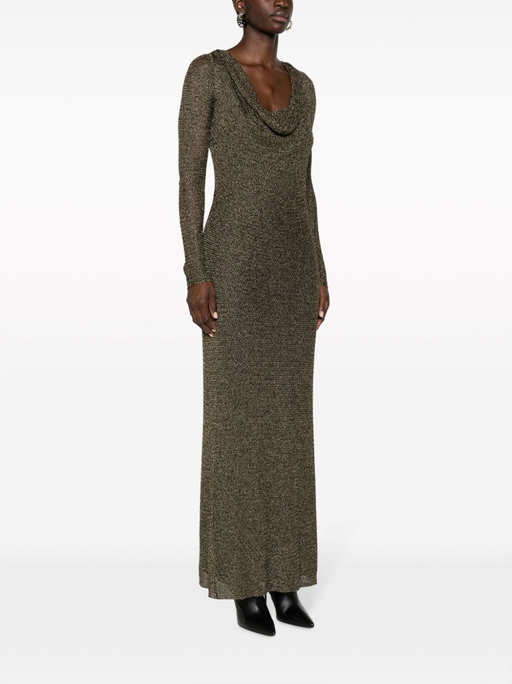 cowl-neck lamÃ© maxi dress - 3