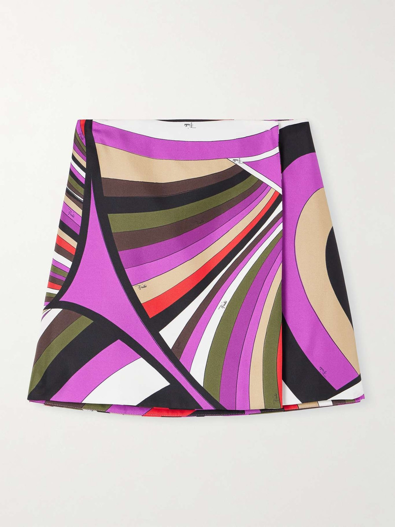 Striped silk-twill mini wrap skirt - 1