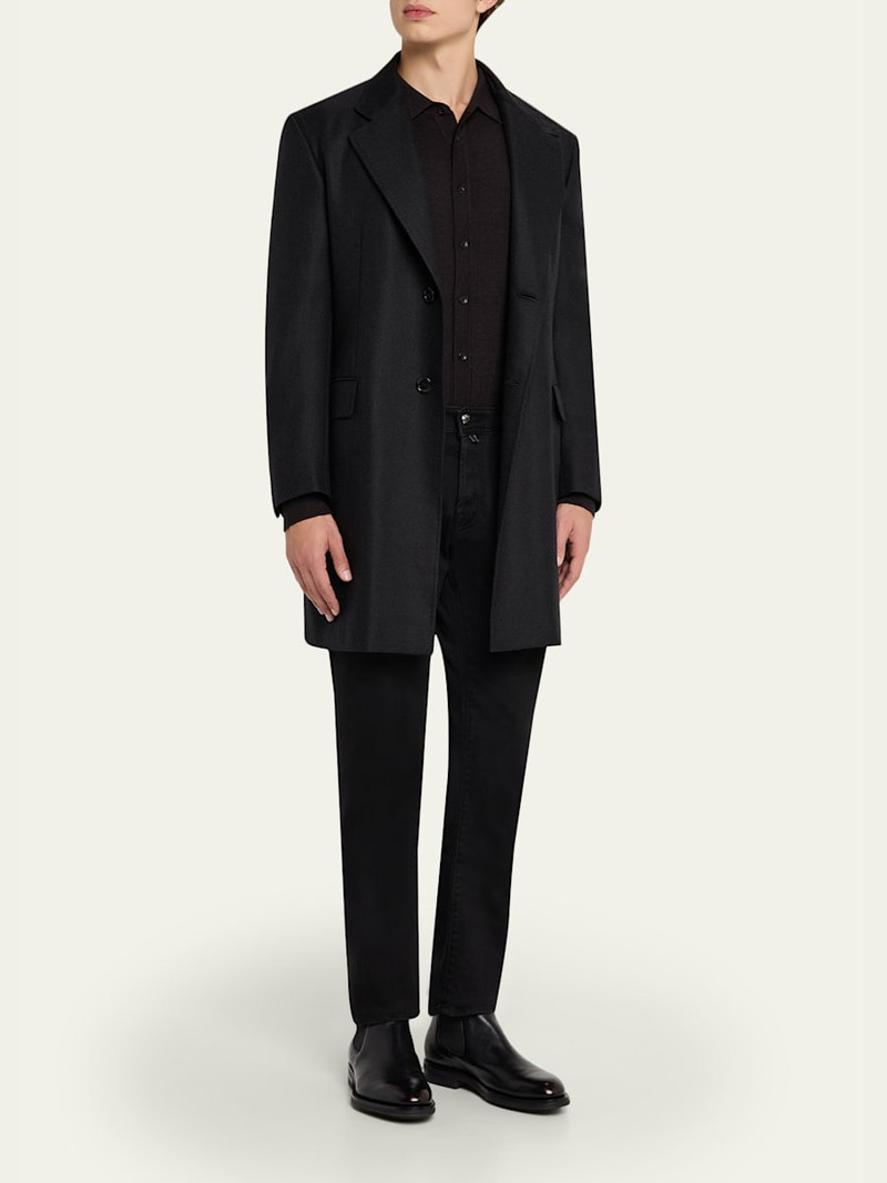 Brioni Men's Wool Chevron Single-Breasted Overcoat outlook