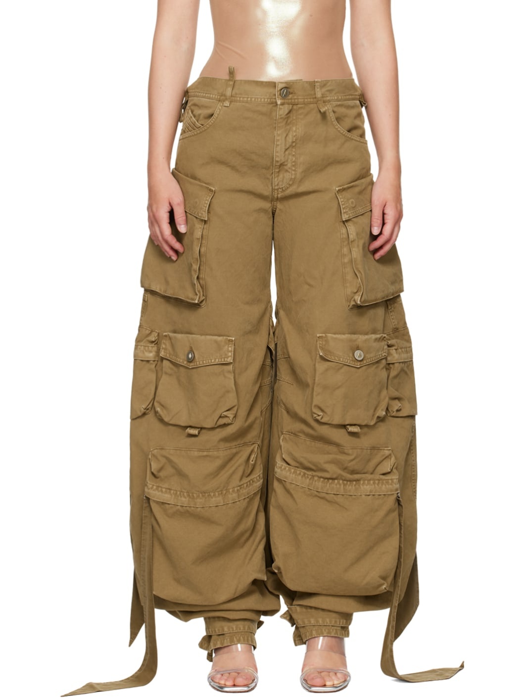 Tan Long Cargo Pants - 1