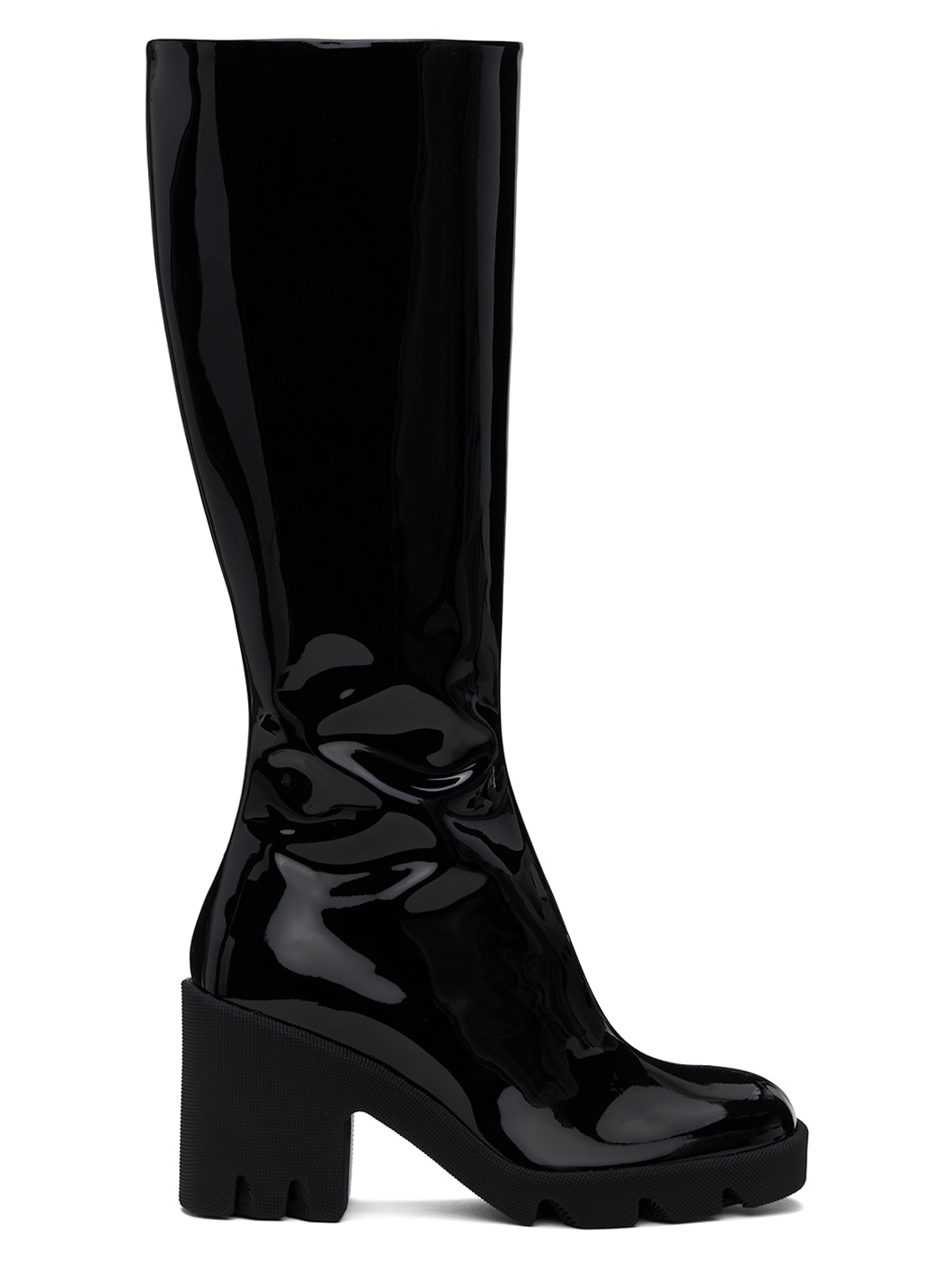 Black Leather Stride Boots - 1