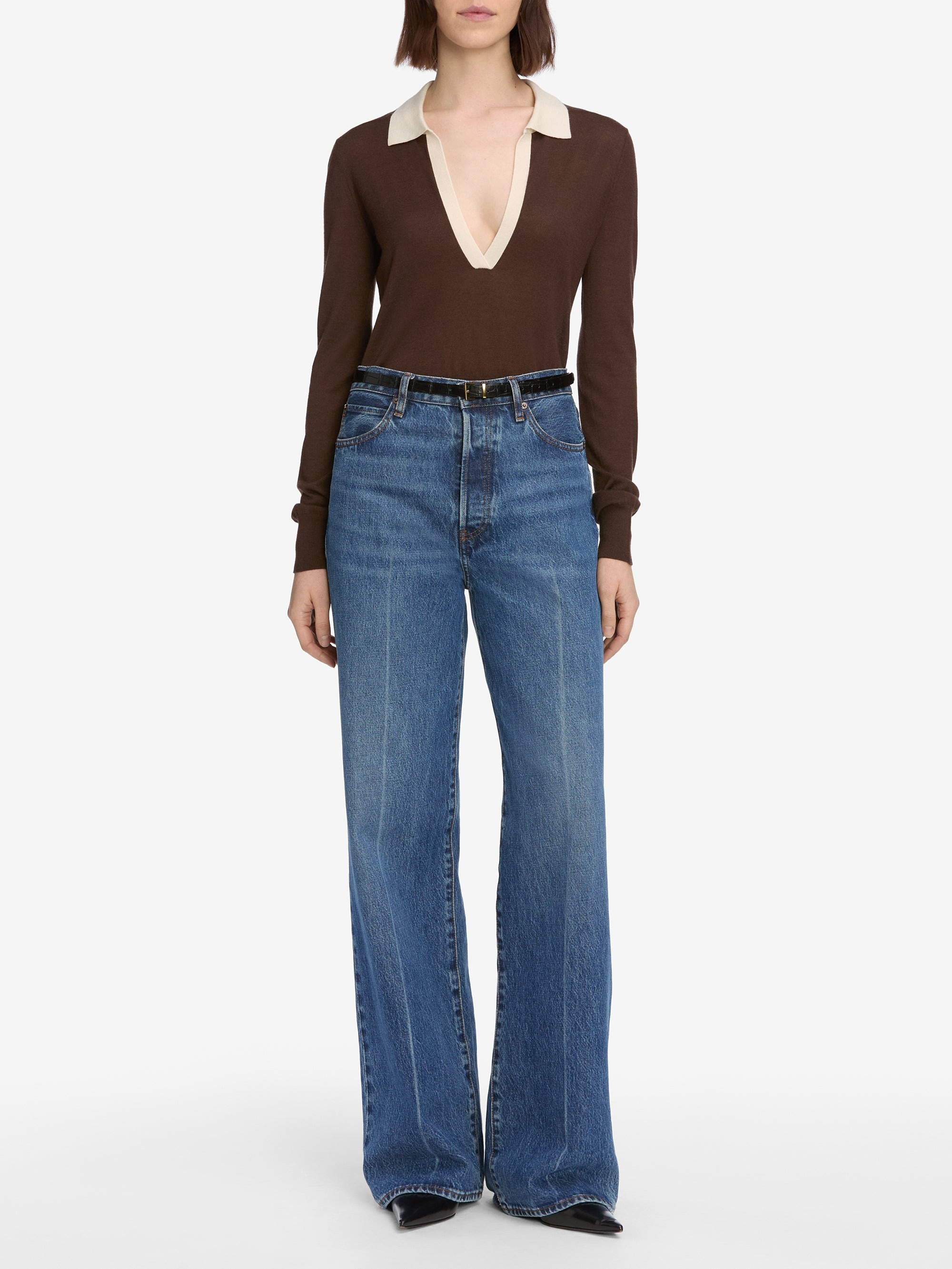 The Two Tone Polo in Coffee Multi - 2