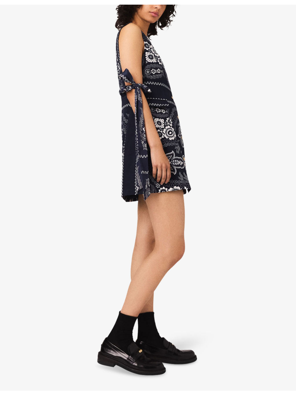 Bandana-Print Button-Embellished Woven Mini Dress - 4