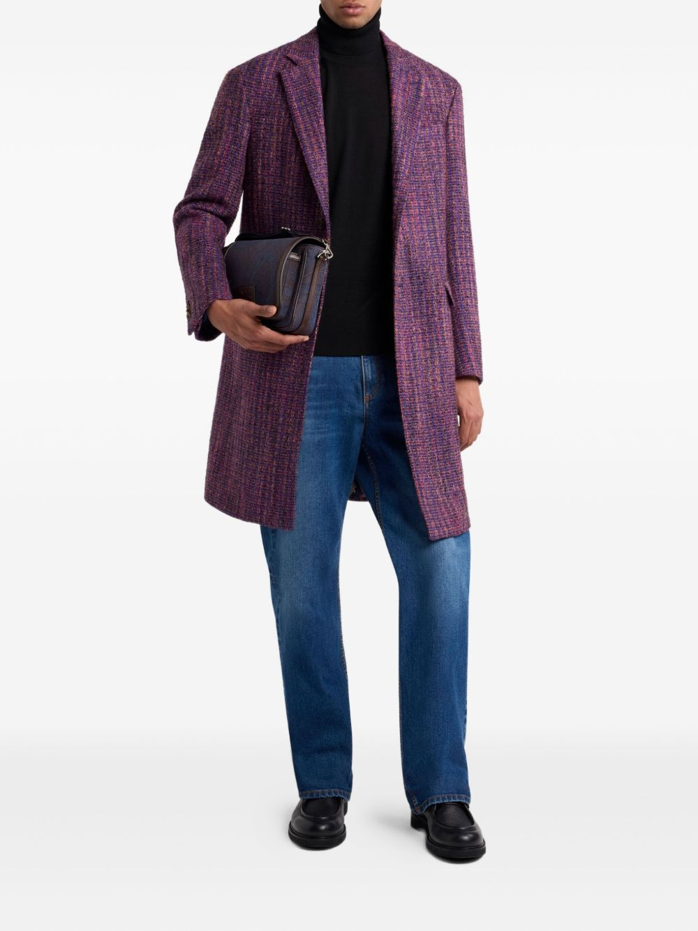 tweed single-breasted coat - 2